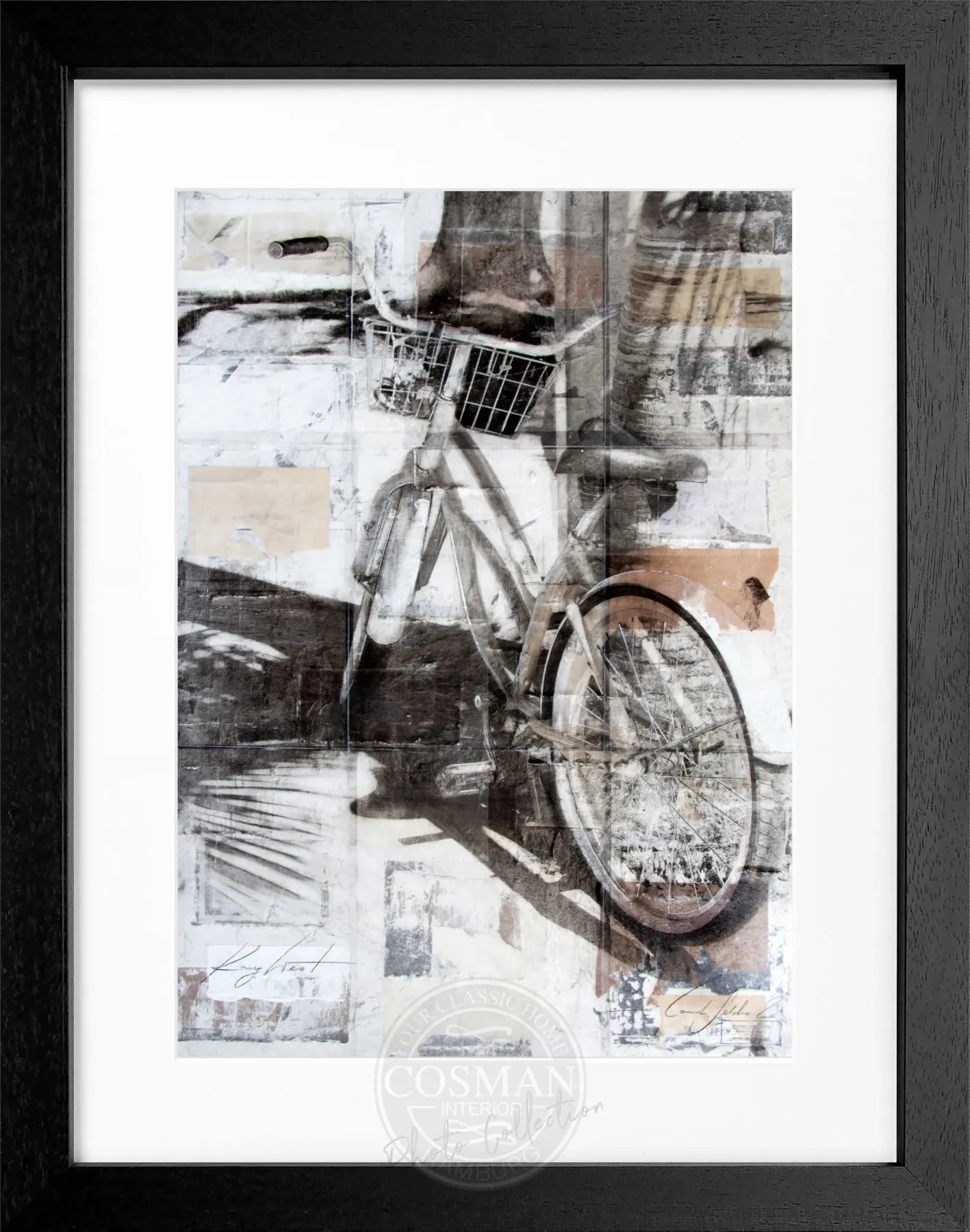 Gerahmtes Poster Florida ’BIKE’ Key West von Cosman-Photocollection, lebendige Bildaufnahme mit Fahrradmotiv in Schwarz, 25x31 cm