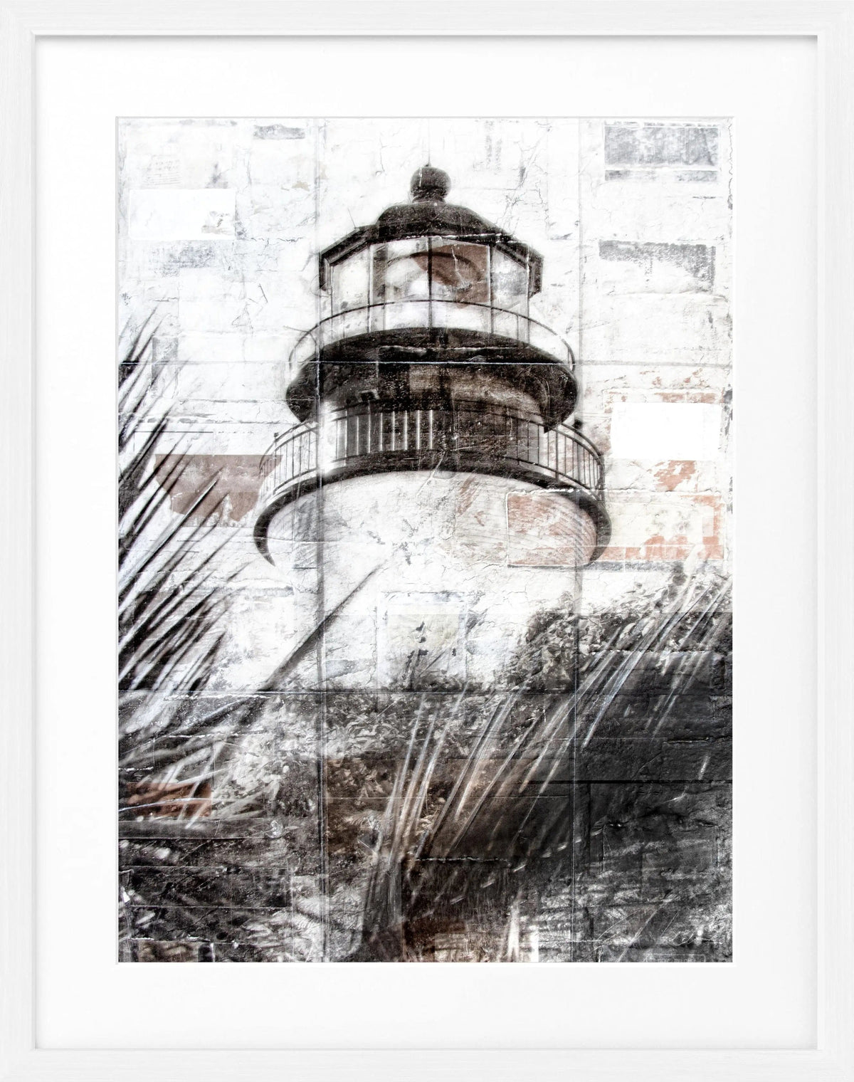 Schwarzes Poster mit Rahmen von Cosman-Photocollection, Florida Key West Leuchtturm, 25x31 cm, Wanddekoration
