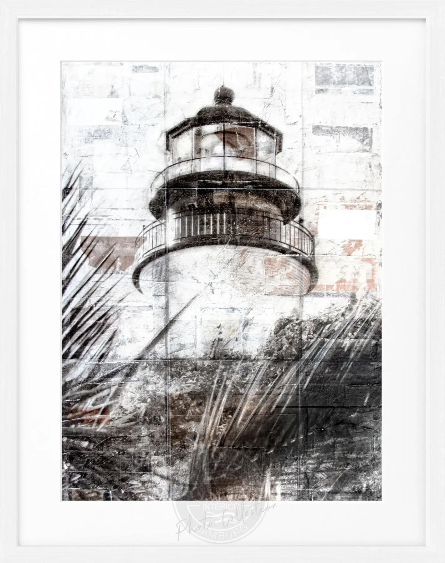 Schwarzes Poster mit Rahmen von Cosman-Photocollection, Florida Key West Leuchtturm, 25x31 cm, Wanddekoration