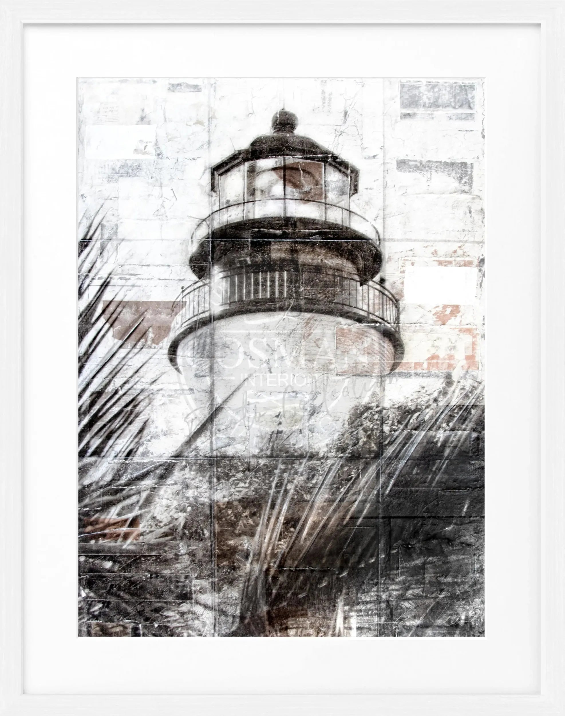 Schwarzes Poster mit Rahmen von Cosman-Photocollection, Florida Key West Leuchtturm, 25x31 cm, Wanddekoration