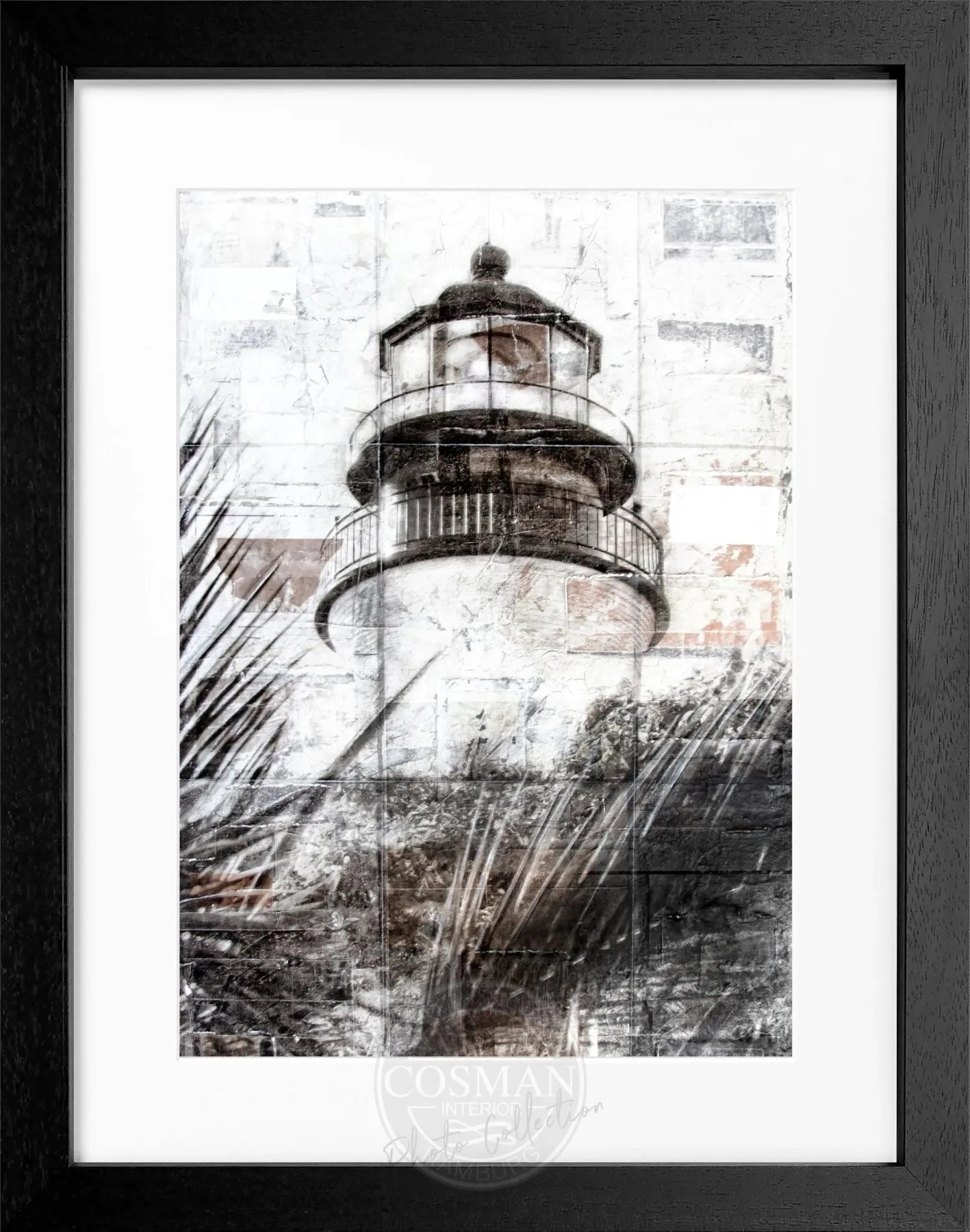 Poster mit Rahmen, Florida Key West Leuchtturm, Cosman-Photocollection, Wandbild in Schwarz, 25x31 cm
