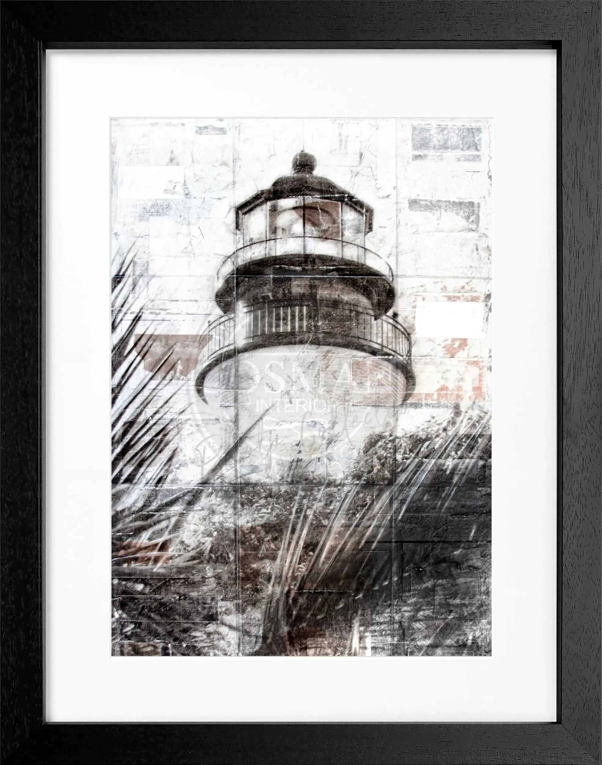 Poster mit Rahmen, Florida Key West Leuchtturm, Cosman-Photocollection, Wandbild in Schwarz, 25x31 cm