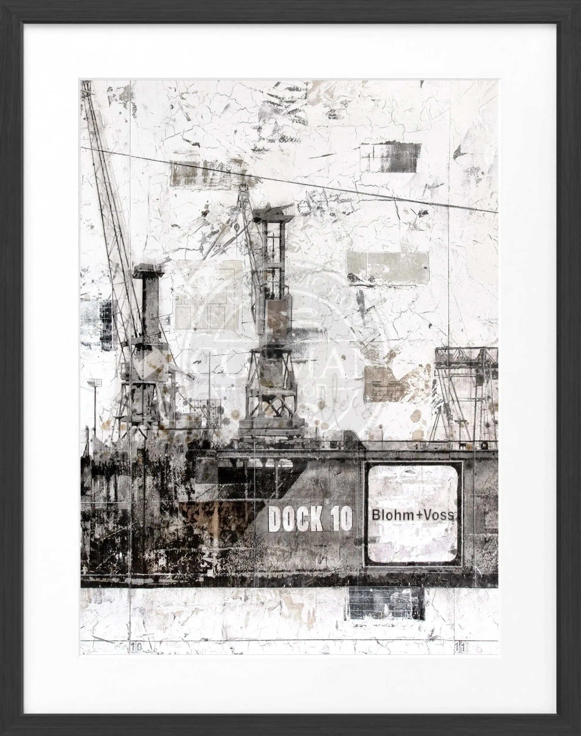 Schwarz-weißes Poster mit Rahmen, Hamburg Dock 10, von Cosman-Photocollection, 25x31 cm, modernes Wandbild