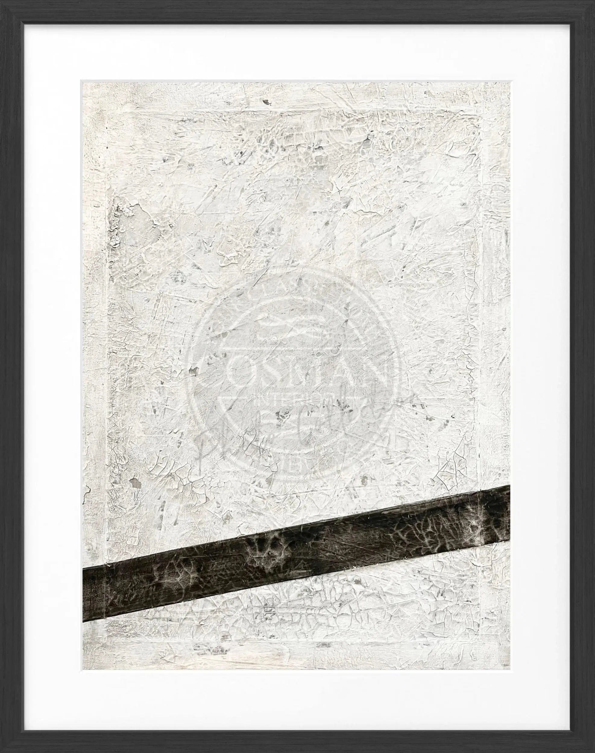 Schwarz-weißes Poster mit Rahmen, Kunstwerk ’Black Line’ von Cosman-Photocollection, 25x31cm, modernes Wandbild