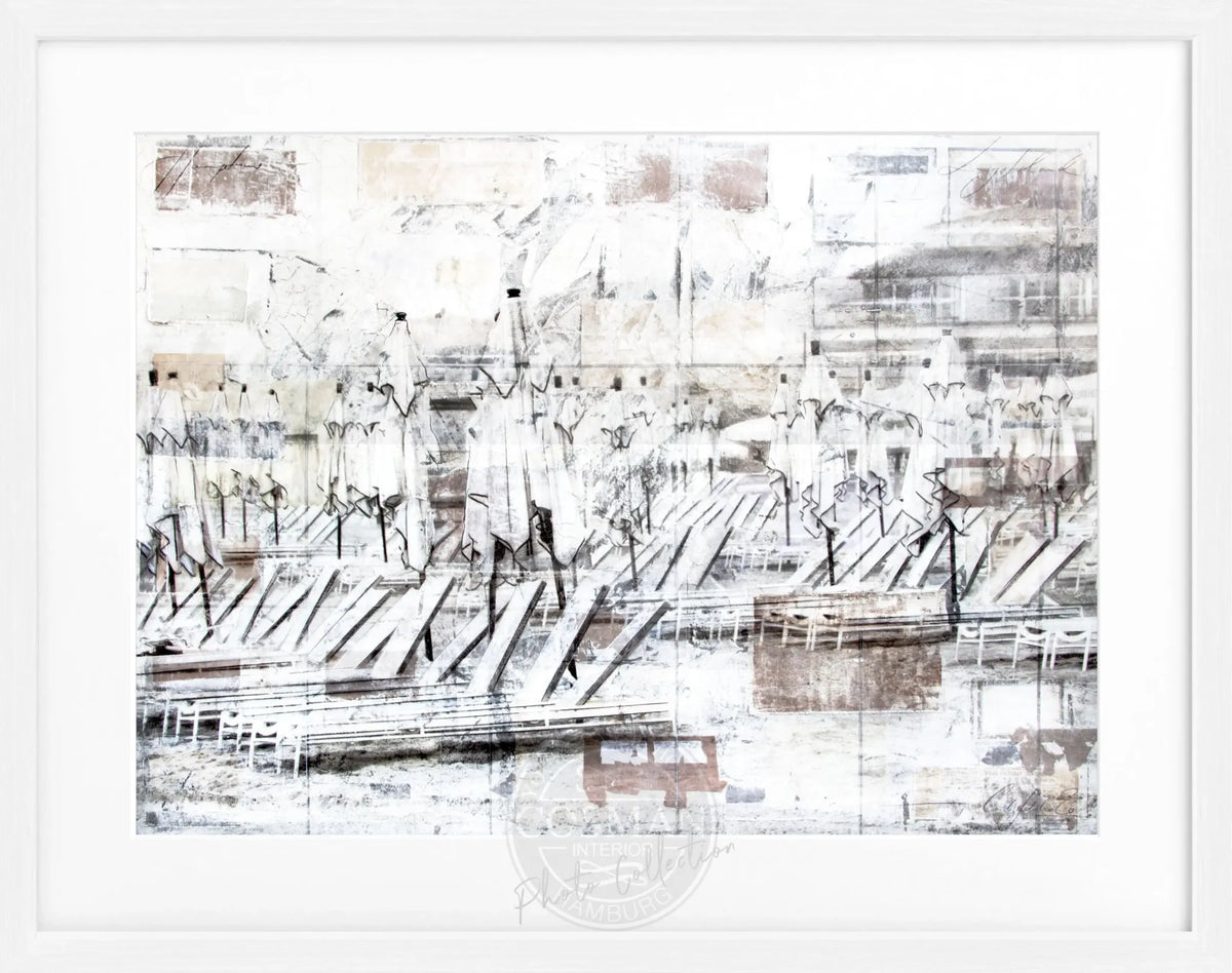 Hampton Beach Poster mit schwarzem Rahmen, Long Island, von Cosman-Photocollection, 31x25 cm, kunstvoller Meeresblick