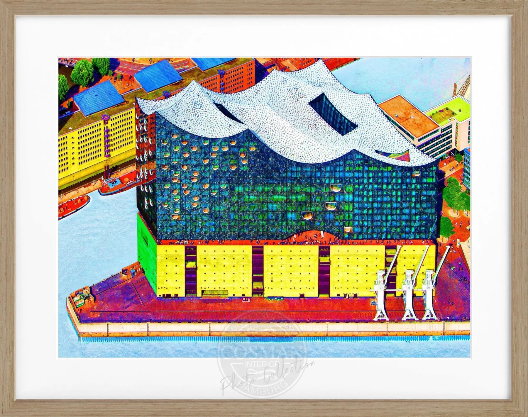 Hochwertiges Poster mit Rahmen, Hamburg Elbphilharmonie in der Color Edition, von Cosman-Photocollection, 31x25 cm