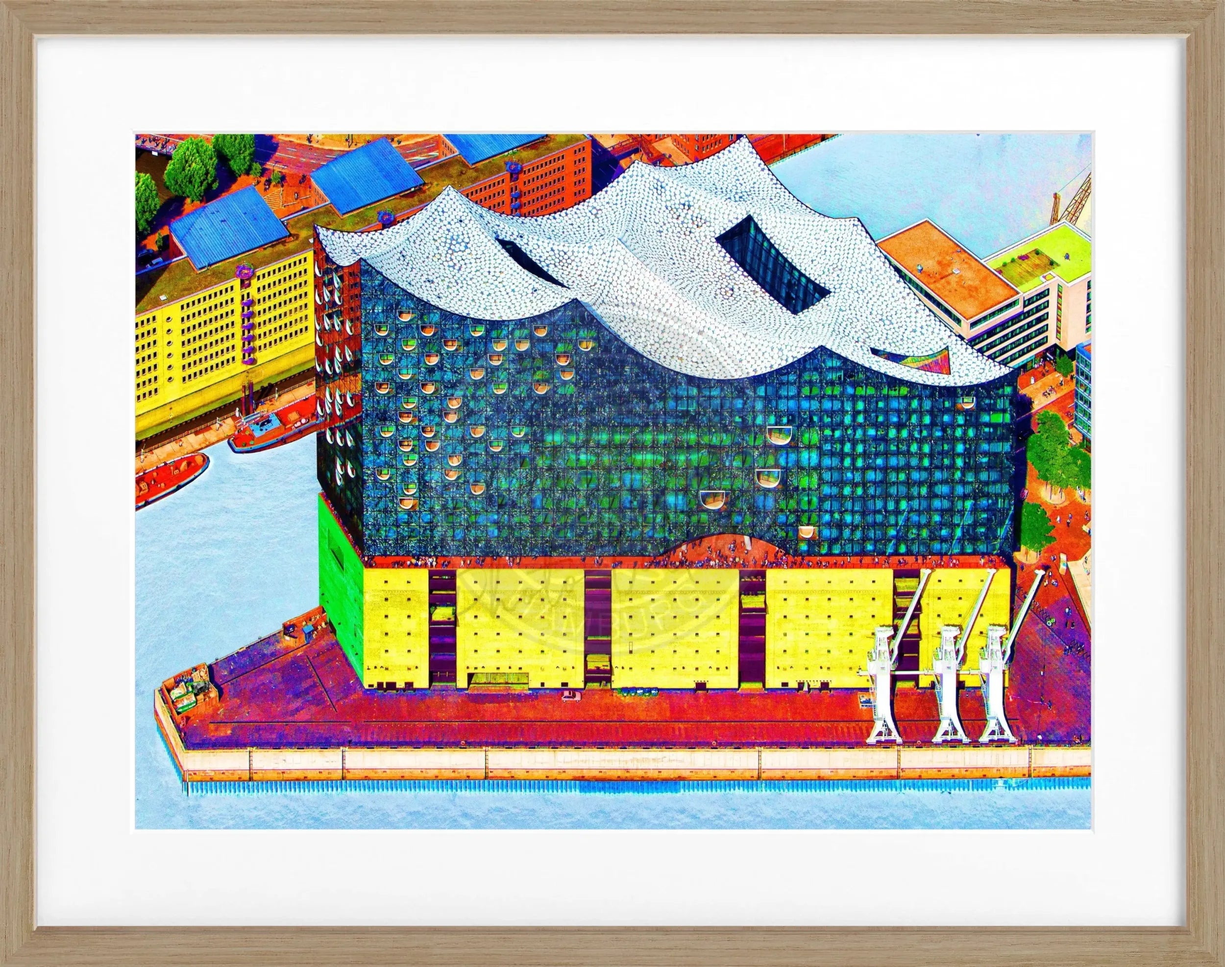 Hochwertiges Poster mit Rahmen, Hamburg Elbphilharmonie in der Color Edition, von Cosman-Photocollection, 31x25 cm