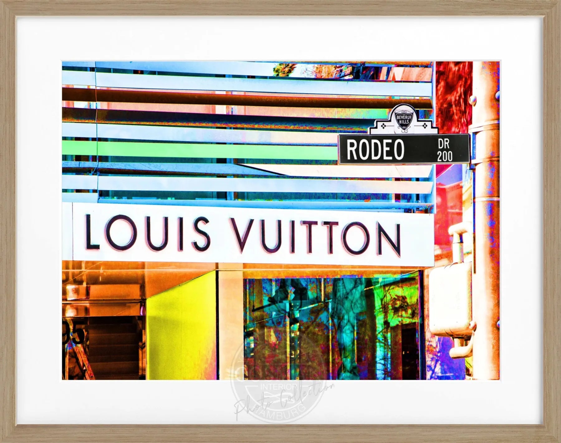 Hochwertiges Poster mit Rahmen, Kalifornien Beverly Hills, Louis Vuitton, Color Edition, Cosman-Photocollection, 31x25 cm