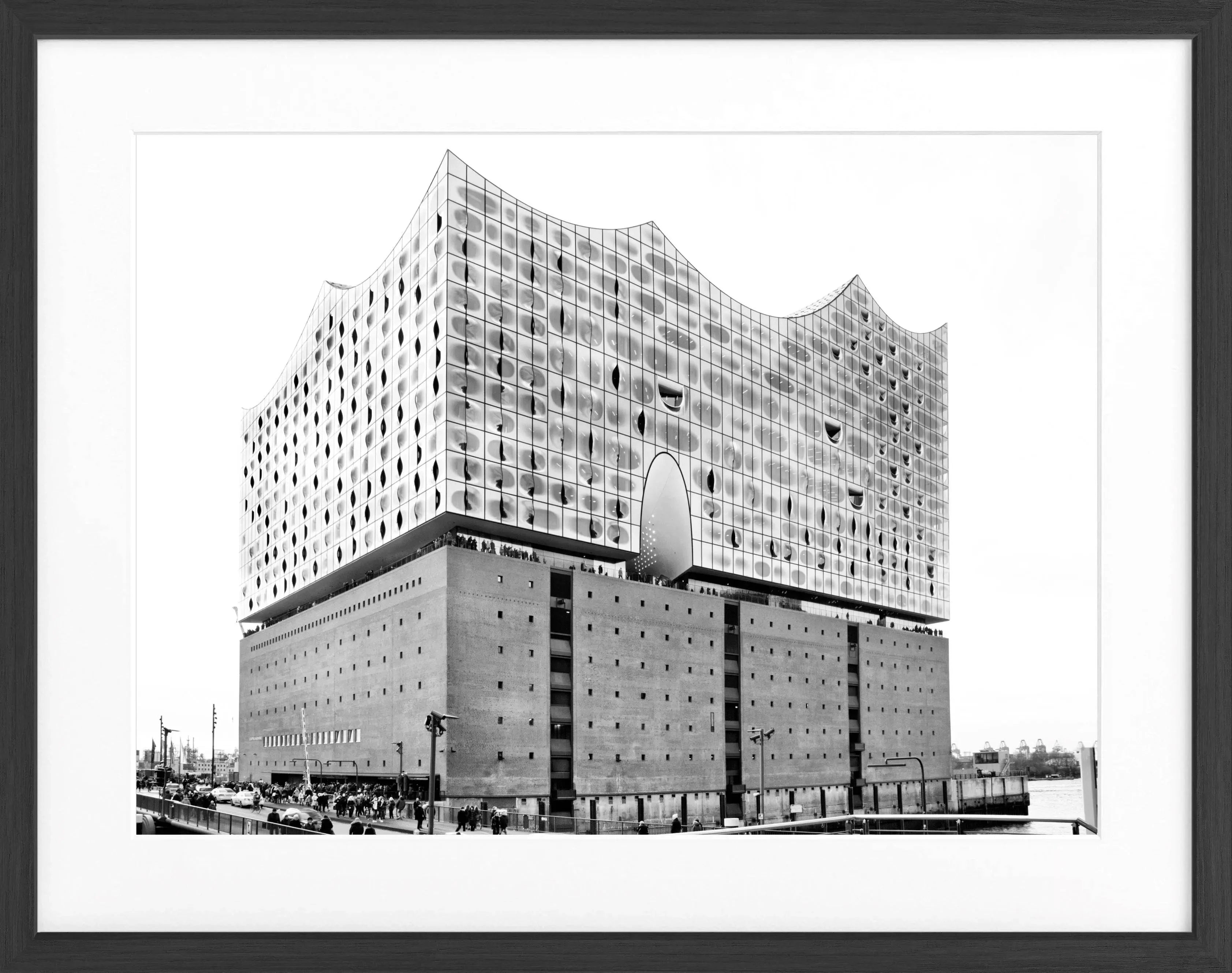 Hochwertiges Poster mit Rahmen von Cosman-Photocollection, Hamburg Elbphilharmonie, schwarz, 31x25 cm, Wanddekoration