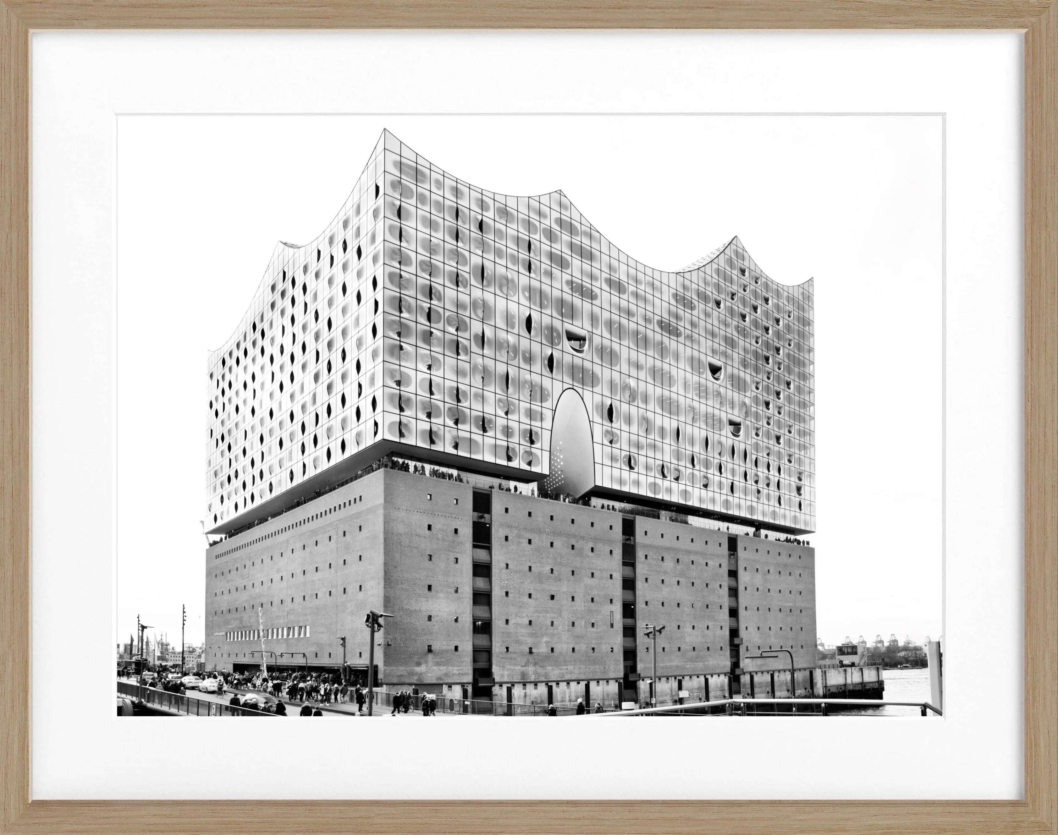 Poster mit Rahmen von Cosman-Photocollection, Hamburg Elbphilharmonie, schwarz, 31x25cm, Wanddekoration, Kunstdruck