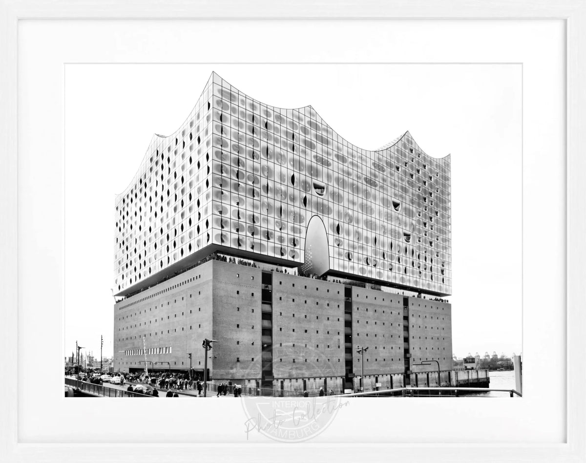 Hochwertiges Poster mit Rahmen, Hamburg Elbphilharmonie, Cosman-Photocollection, 31x25 cm, schwarz, modernes Wandbild