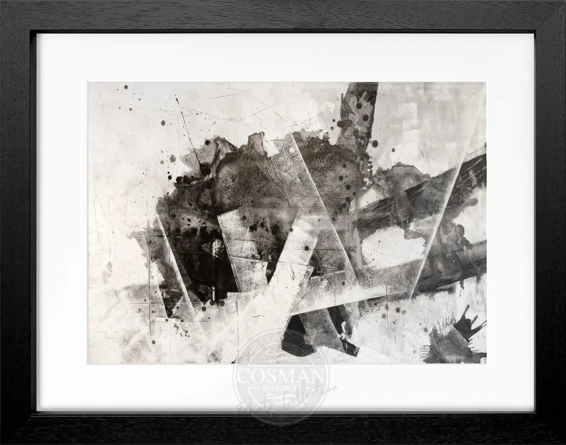Schwarzes abstraktes Kunstposter mit Rahmen von Cosman-Photocollection, 31x25 cm, modernes Wandbild, stilvolle Raumdekoration