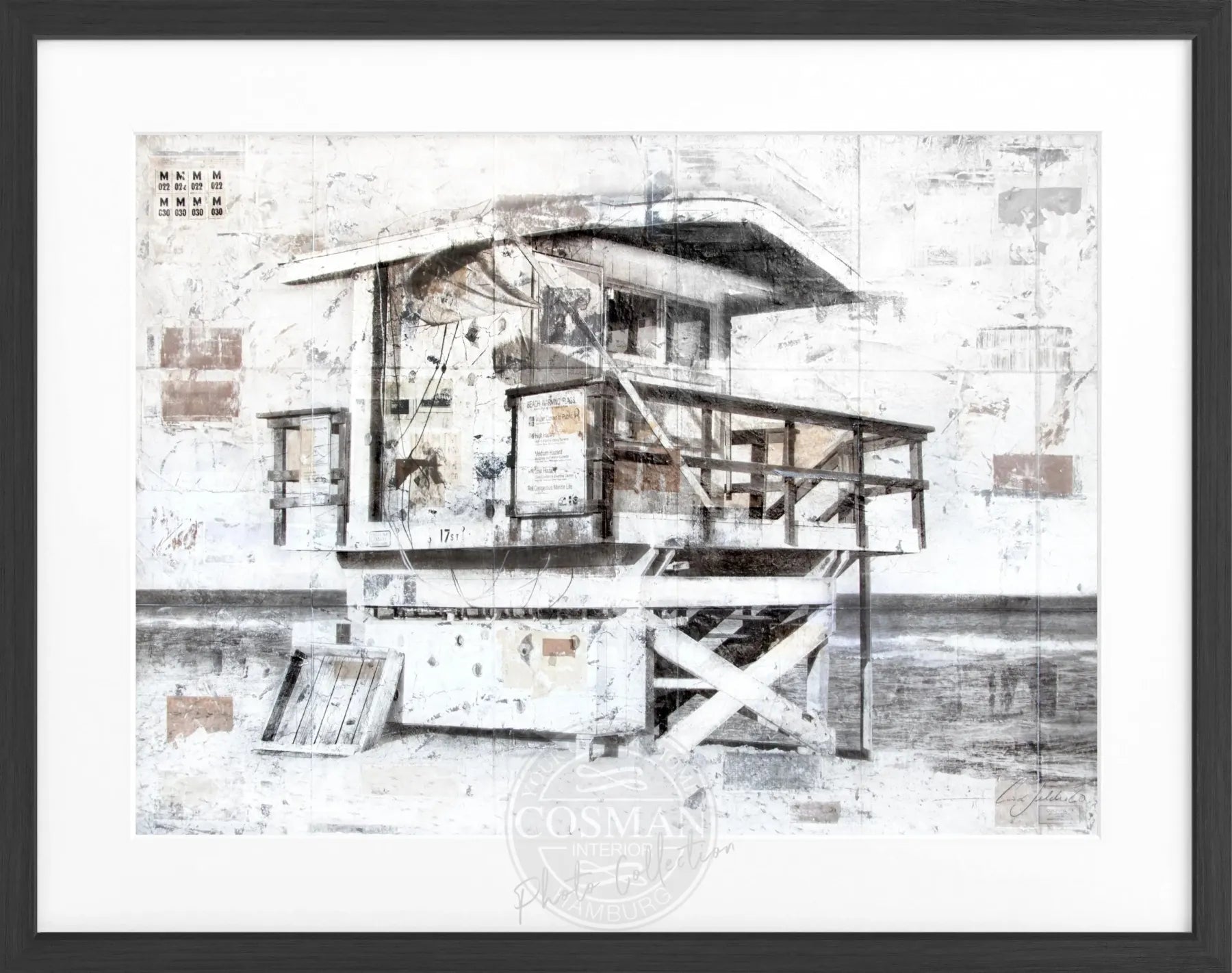 Poster mit Rahmen ‚Lifeguard‘ Florida Miami Beach von Cosman-Photocollection, schwarz, 31x25 cm, dekoratives Strandmotiv