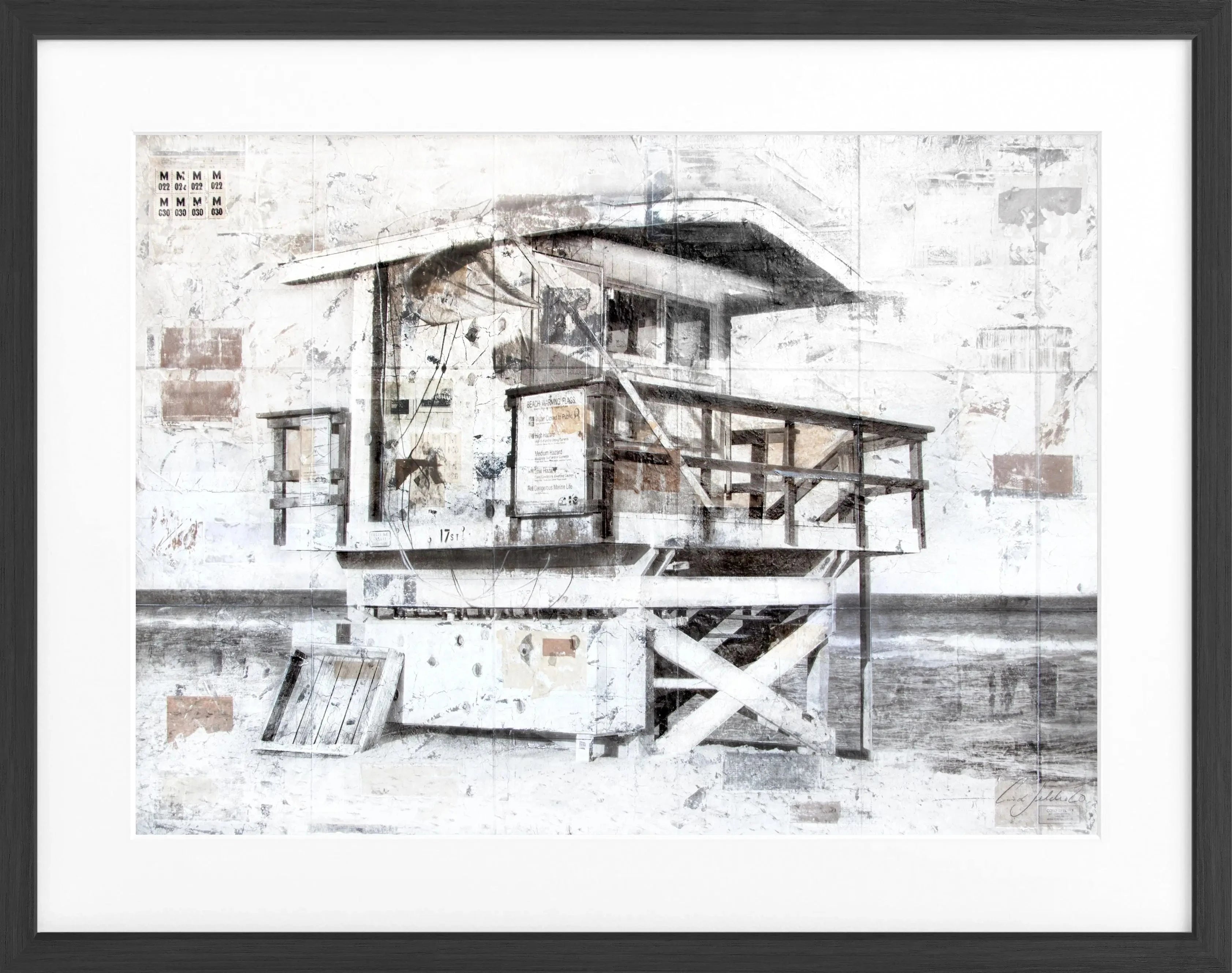 Poster mit Rahmen ‚Lifeguard‘ Florida Miami Beach von Cosman-Photocollection, schwarz, 31x25 cm, dekoratives Strandmotiv