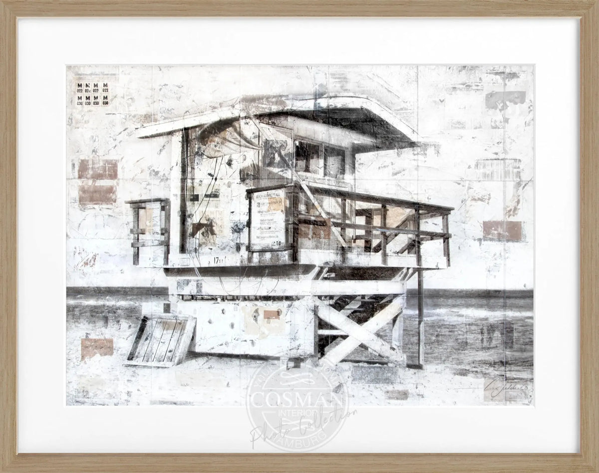 Poster mit Rahmen „Lifeguard“ Florida Miami Beach, Cosman-Photocollection, schwarzer Rahmen, 31x25 cm, Strandmotiv