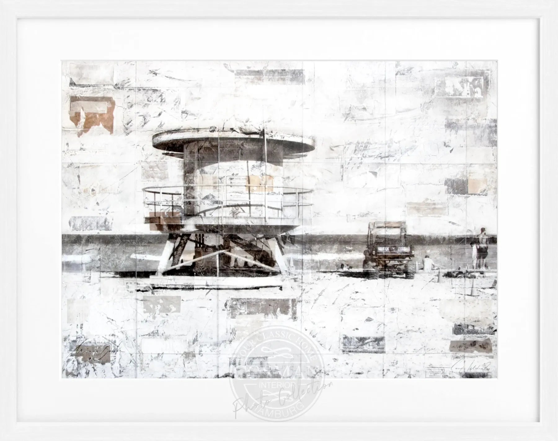 Poster mit Rahmen "Lifeguard" von Cosman-Photocollection, Florida Miami Beach, Schwarz, 31x25 cm