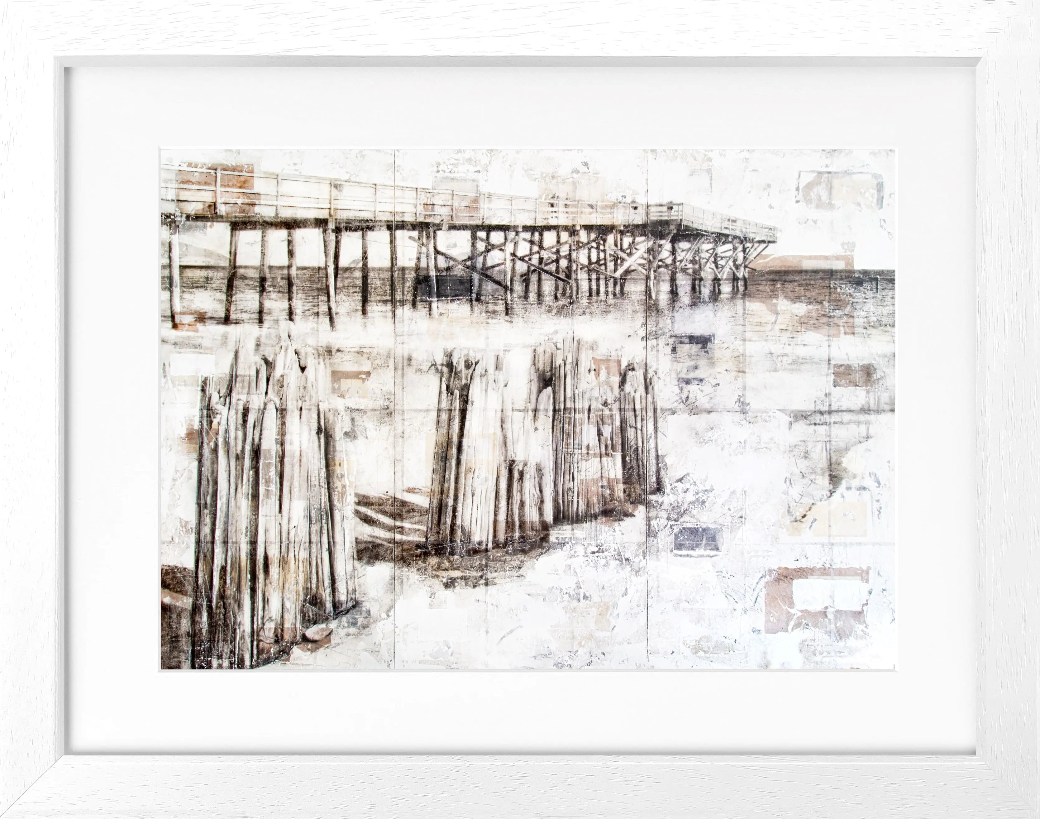 Schwarzes Poster mit Rahmen, Pier in Kalifornien, von Cosman-Photocollection, 31x25 cm, dekoratives Wandbild