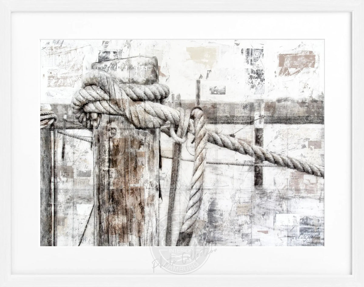 Poster mit Rahmen ‚Poller’ Sylt von Cosman-Photocollection, Schwarz, 31x25 cm, Wanddekoration mit maritidem Motiv