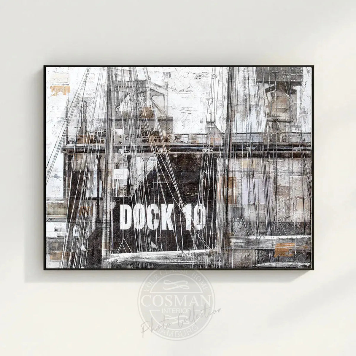 Wandbild GM85 Hamburg Dock 10 von Cosman-Photocollection, Druck auf Leinwand mit Schattenfuge, schwarz, 125x95 cm