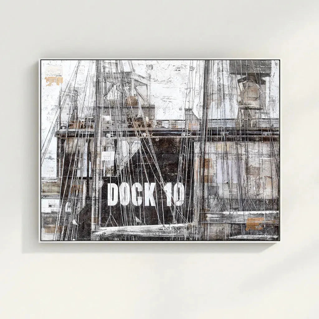 Wandbild GM85 Hamburg ’Dock 10’ von Cosman-Photocollection, Druck auf Leinwand mit Schattenfuge, Schwarz, 125x95 cm
