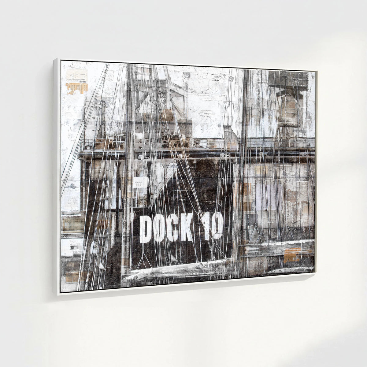 Wandbild GM85 Hamburg ’Dock 10’ von Cosman-Photocollection, Druck auf Leinwand mit Schattenfuge, 125x95 cm, schwarz.
