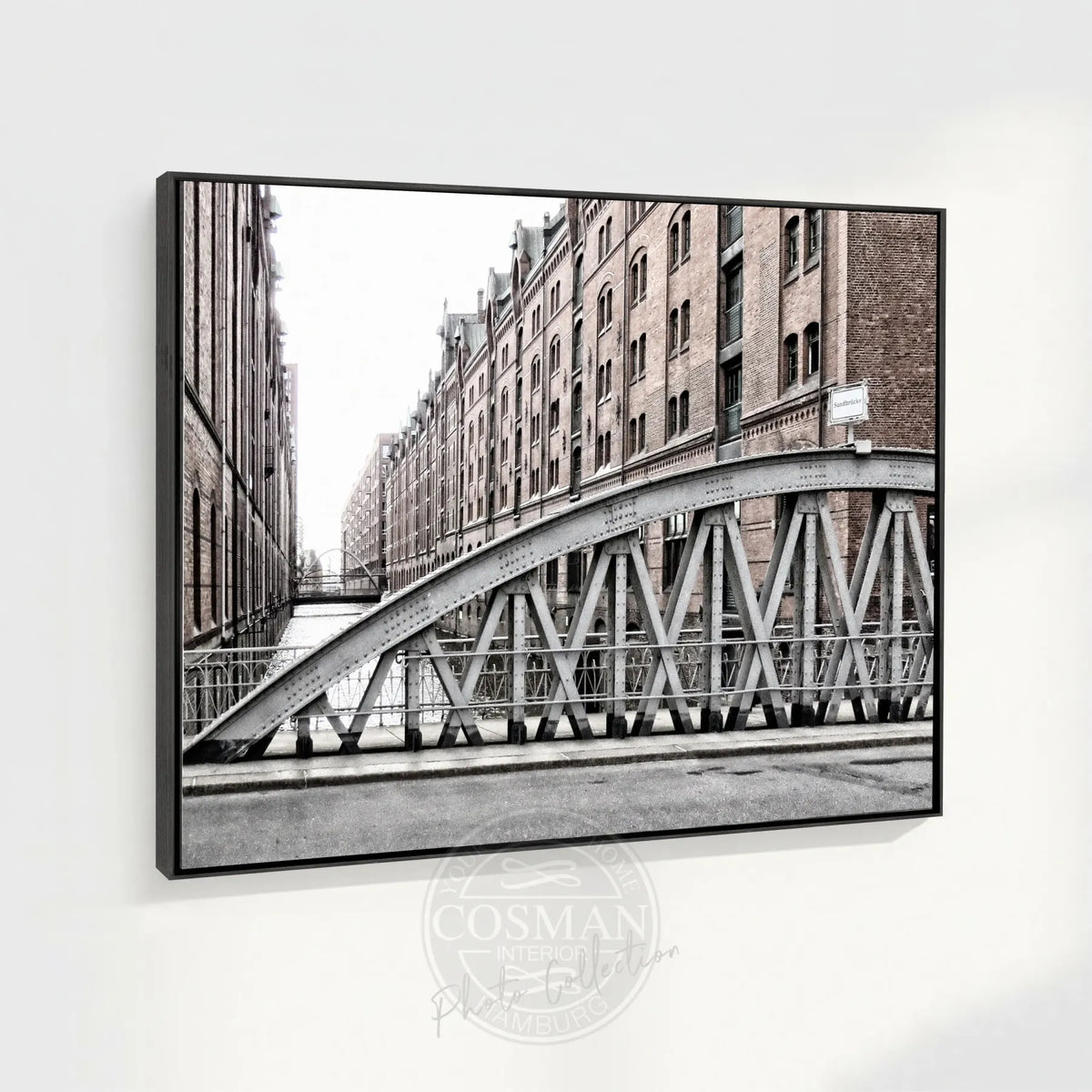 Wandbild Hamburg Speicherstadt von Cosman-Photocollection auf Leinwand mit Schattenfuge, 125x95cm, stimmungsvolles Stadtmotiv