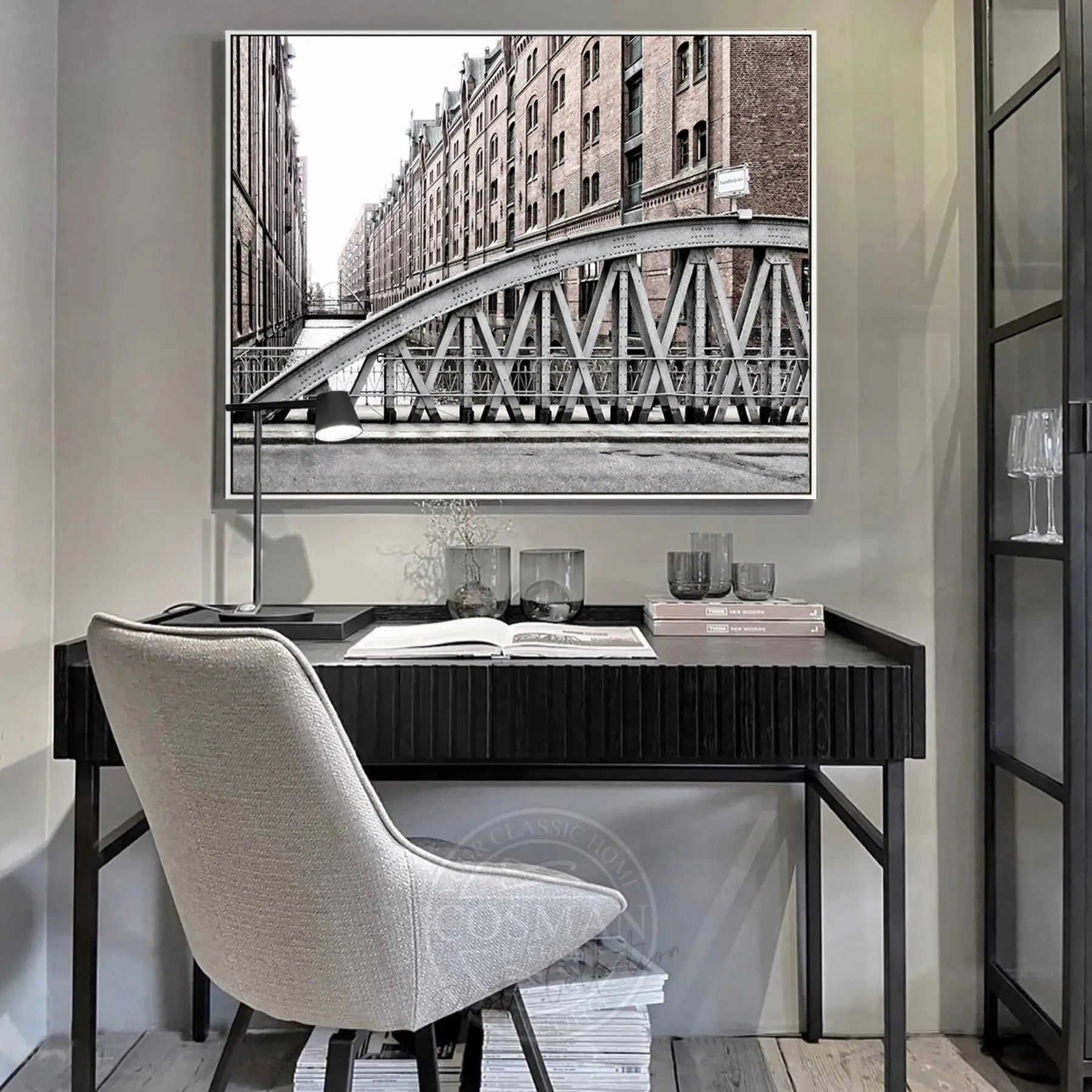 Hochwertiges Wandbild Hamburg Speicherstadt von Cosman-Photocollection auf Leinwand mit Schattenfuge, 125x95 cm, detailreiche Stadtaufnahme
