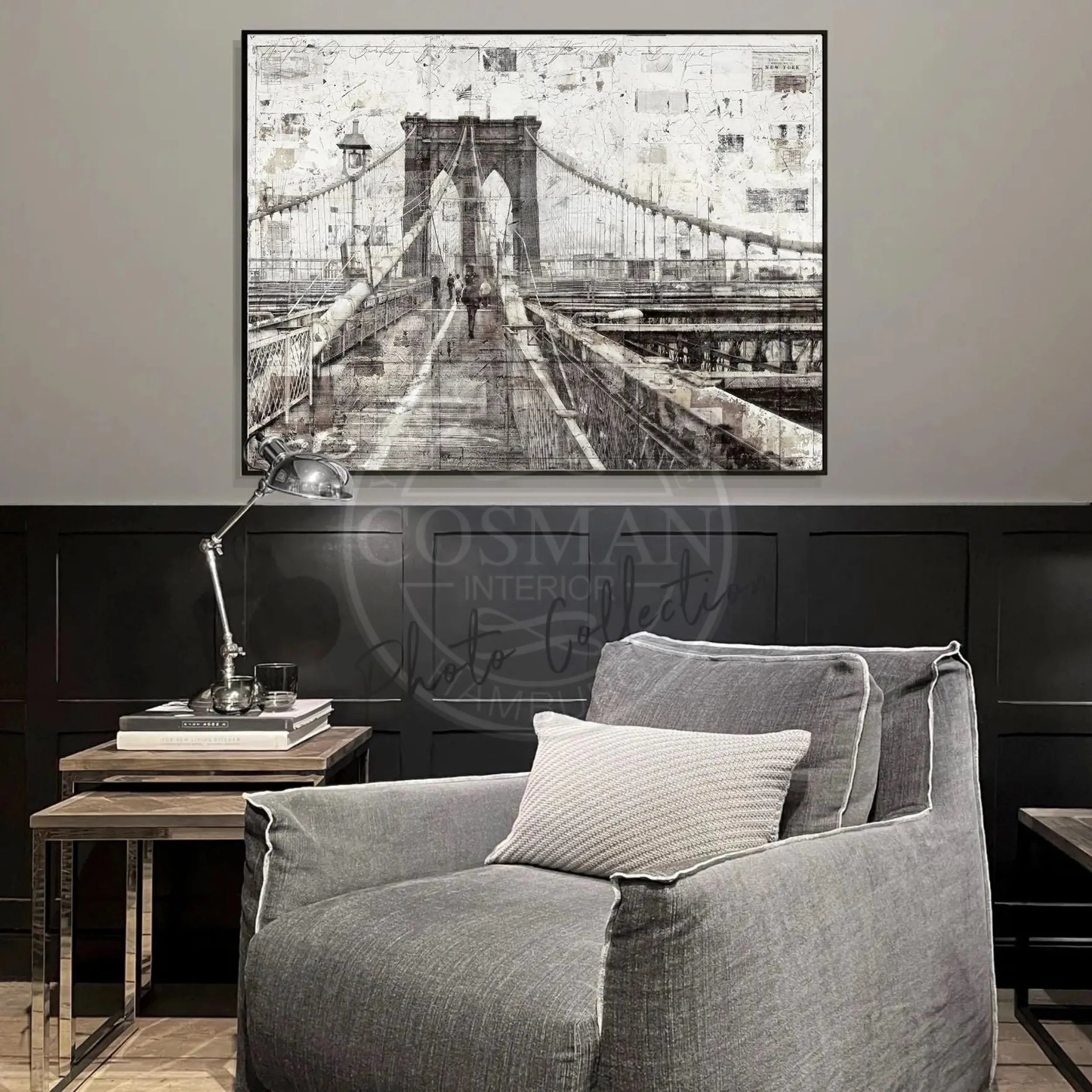 Wandbild Motiv GM02 ’Brooklyn Bridge’ - Druck auf Leinwand mit Schattenfuge by Cosman-Photocollection