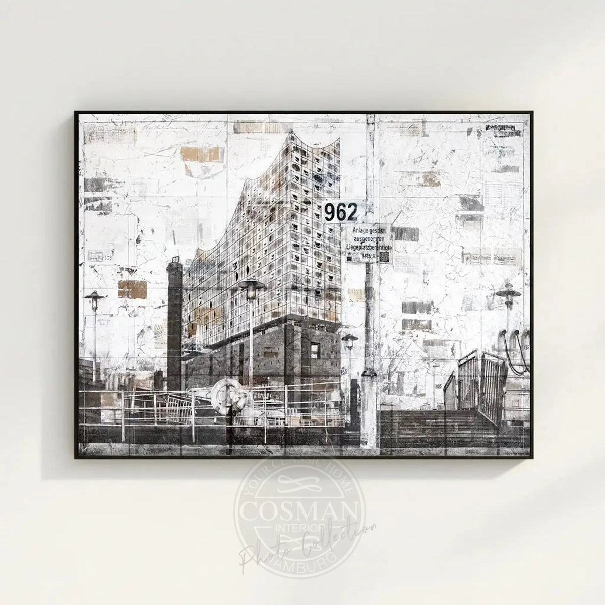 Hochwertiges Wandbild Motiv GM03 Hamburg Elbphilharmonie auf Leinwand mit Schattenfuge, von Cosman-Photocollection, 125x95cm