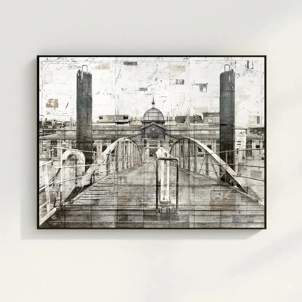 Wandbild Motiv GM04 Hamburg Fischmarkt auf Leinwand mit Schattenfuge, von Cosman-Photocollection, zeigt den berühmten Hamburger Fischmarkt.