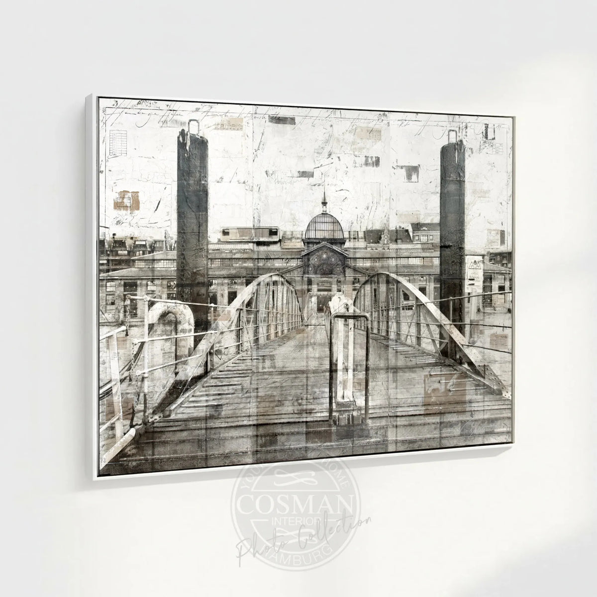 Wandbild Motiv GM04 Hamburg Fischmarkt, Druck auf Leinwand mit Schattenfuge, von Cosman-Photocollection, 125x95 cm