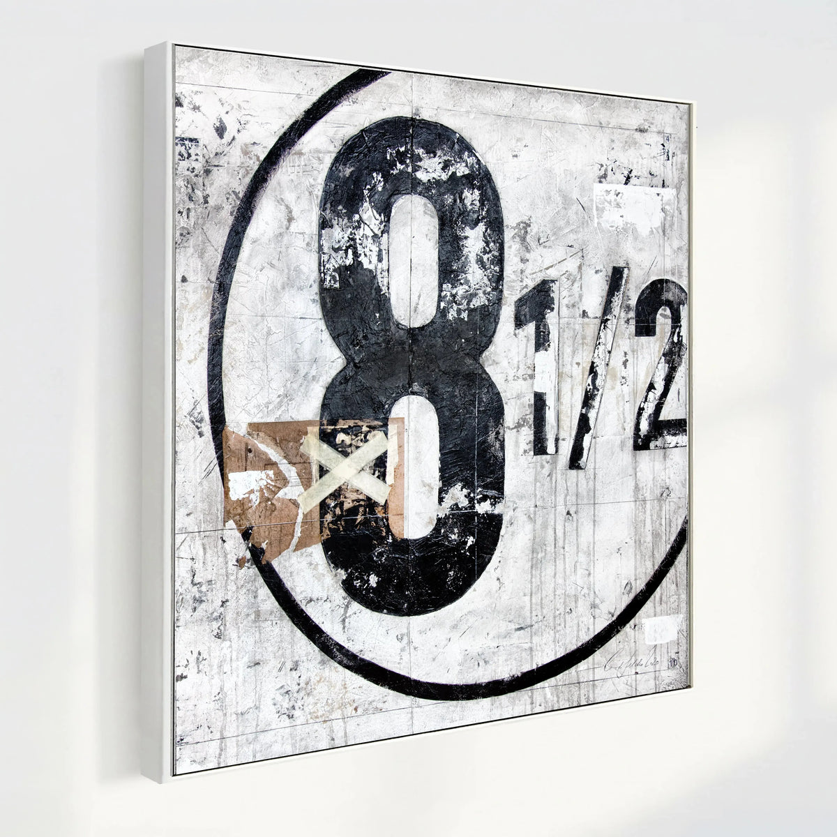 Wandbild GM01Q ’Achteinhalb’ von Cosman-Photocollection, schwarz auf Leinwand mit Schattenfuge, 84x84 cm, modernes Kunstwerk