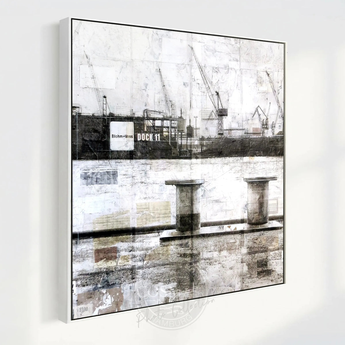 Hamburger Hafen Wandbild GM06Q – Poller und Hafenarchitektur auf Leinwand