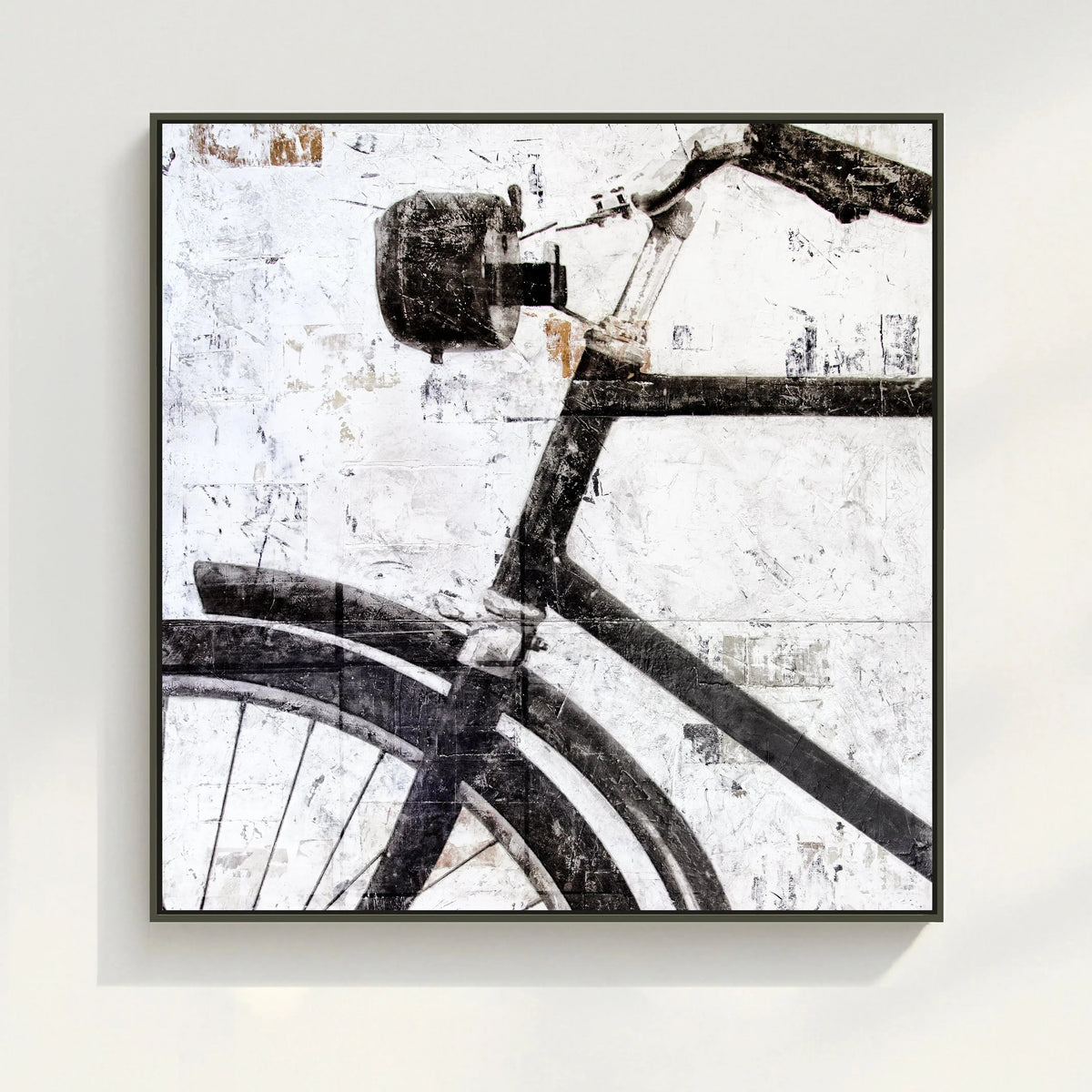 Wandbild GM16Q Fahrrad von Cosman-Photocollection, Druck auf Leinwand mit Schattenfuge, schwarz, 84x84 cm, moderne Wanddekoration