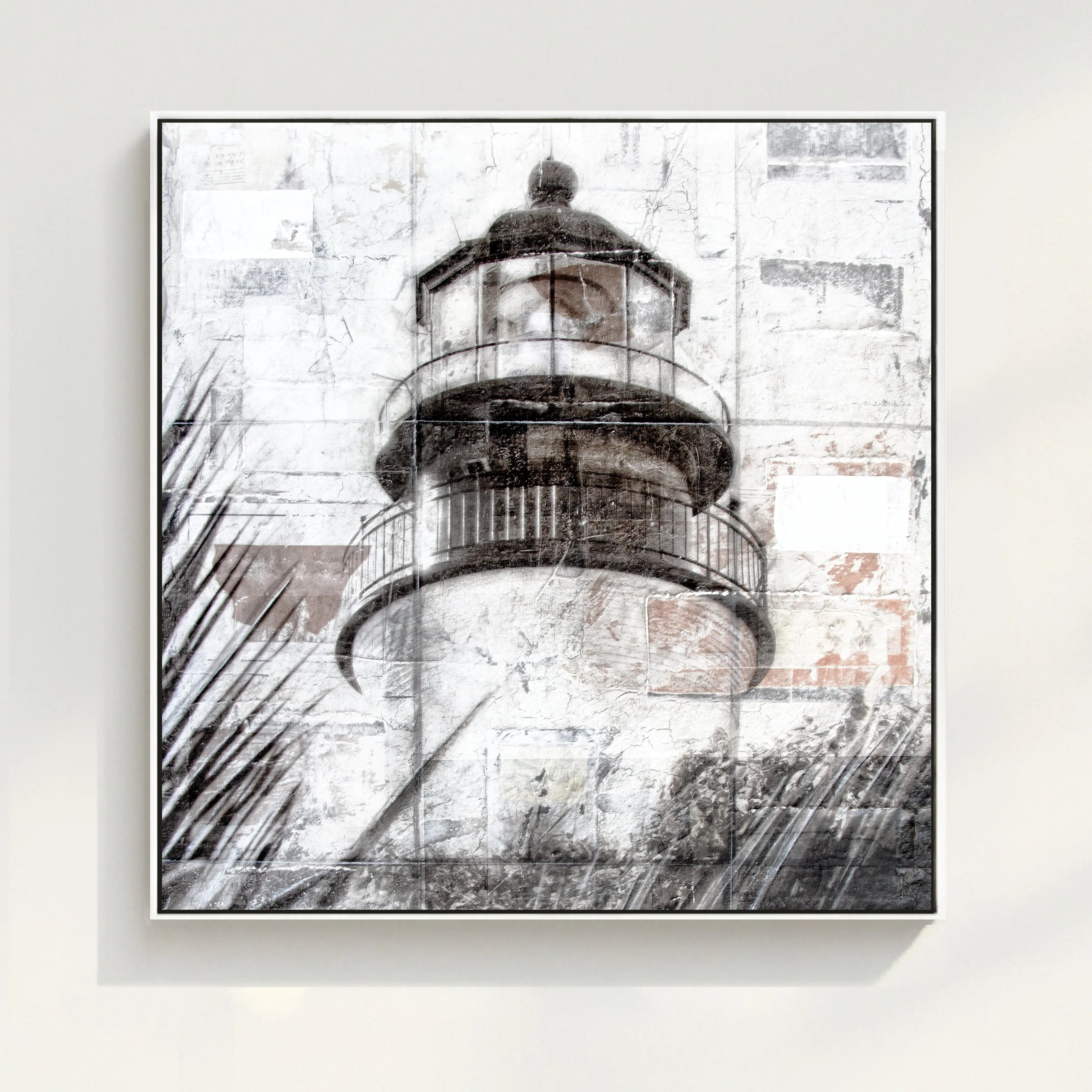 Wandbild Florida Key West Leuchtturm von Cosman-Photocollection, Druck auf Leinwand mit Schattenfuge, 84x84 cm.