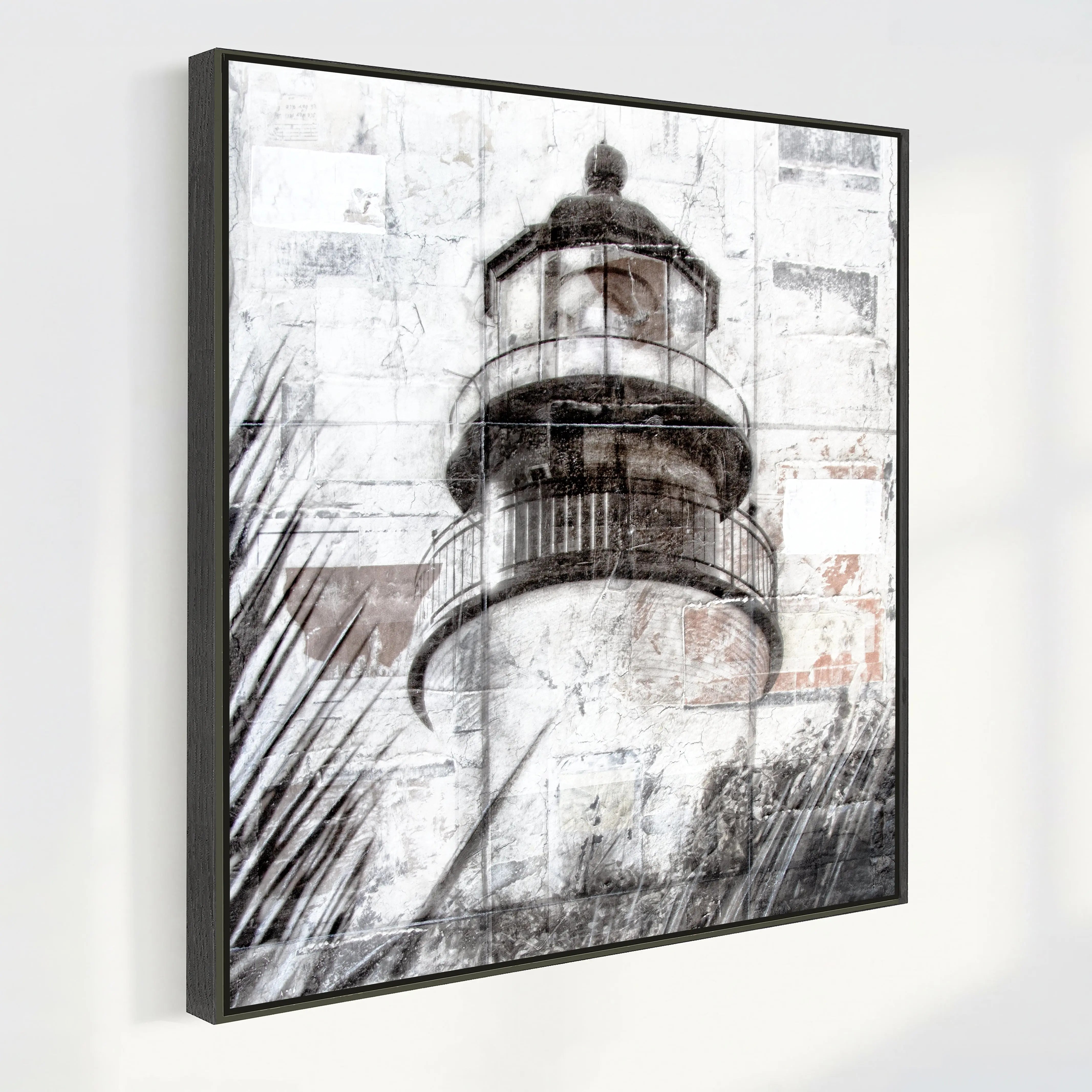 Wandbild Florida Key West Leuchtturm auf Leinwand, Schattenfuge, von Cosman-Photocollection, 84x84 cm, modernes Wandbild.