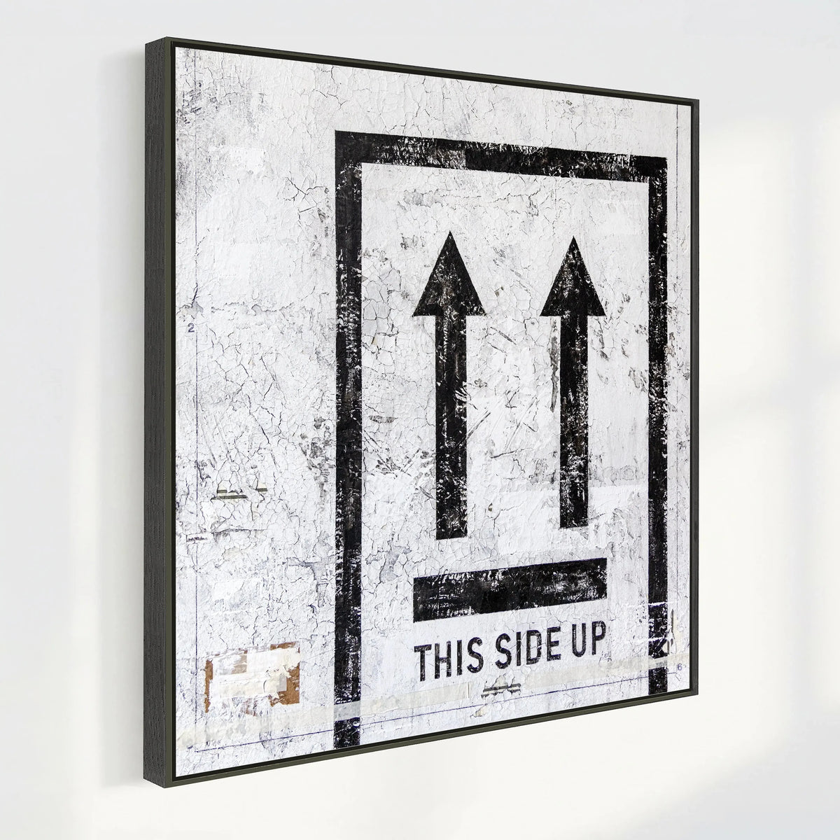 Schwarzweiß-Wandbild GM90Q ’This side Up’ von Cosman-Photocollection, Druck auf Leinwand mit Schattenfuge, 84x84 cm