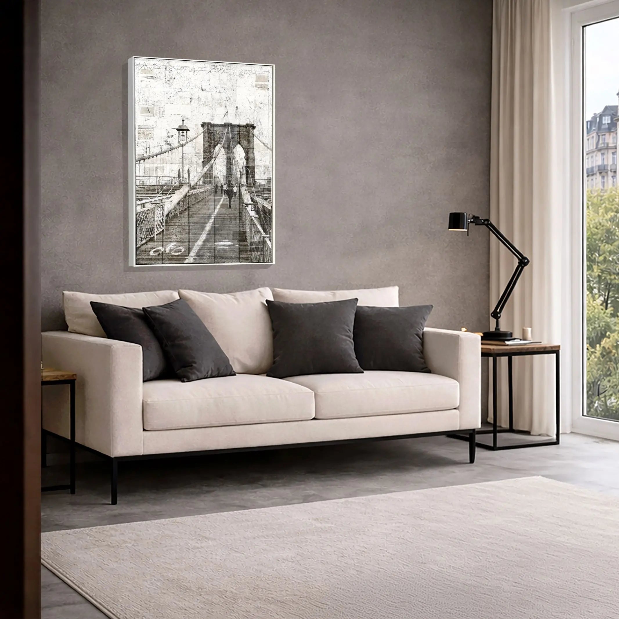 Wandbild GM02B New York Brooklyn Bridge von Cosman-Photocollection, Druck auf Leinwand mit Schattenfuge, 95x125 cm