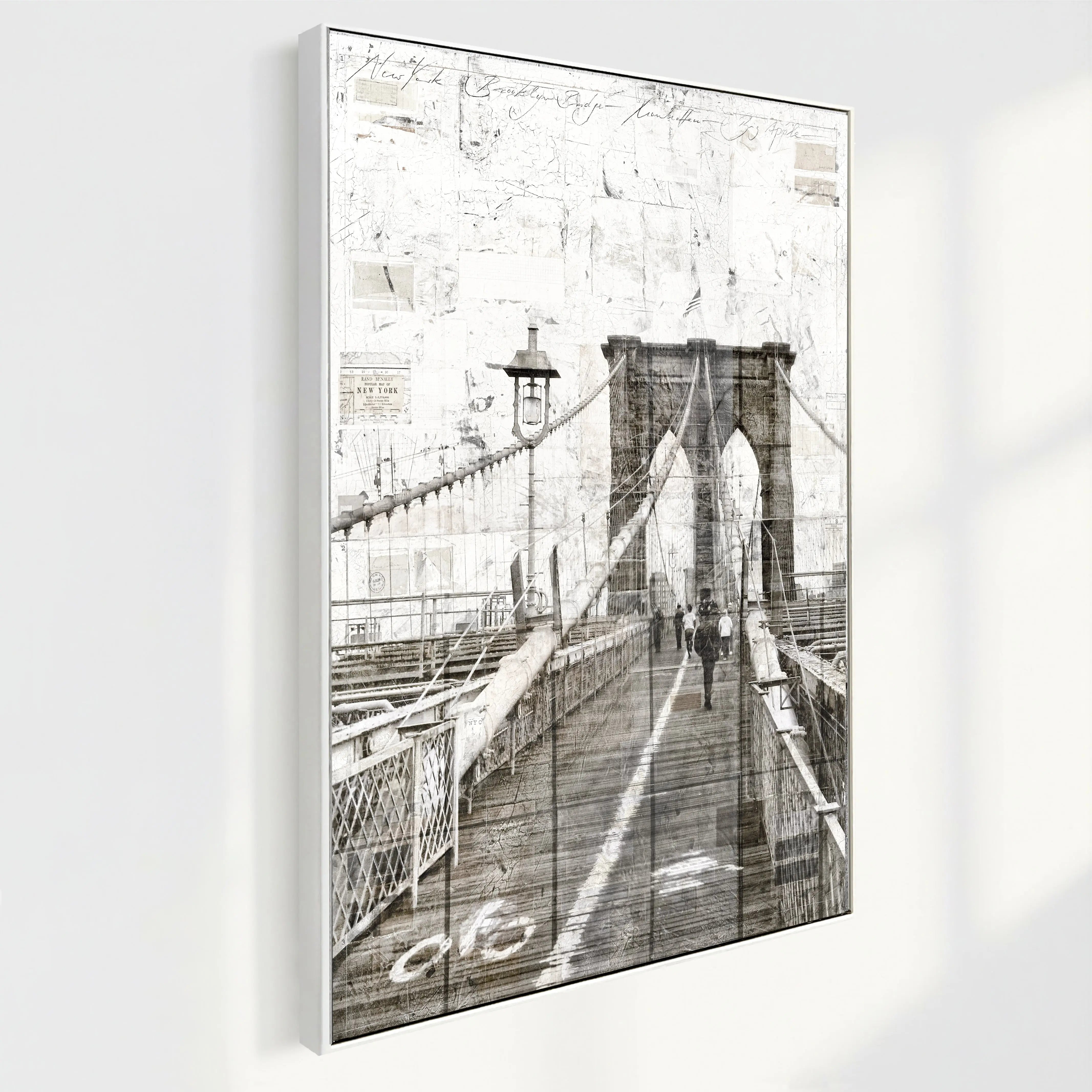 Wandbild GM02B New York Brooklyn Bridge von Cosman-Photocollection, Druck auf Leinwand mit Schattenfuge, Schwarz, 95x125 cm