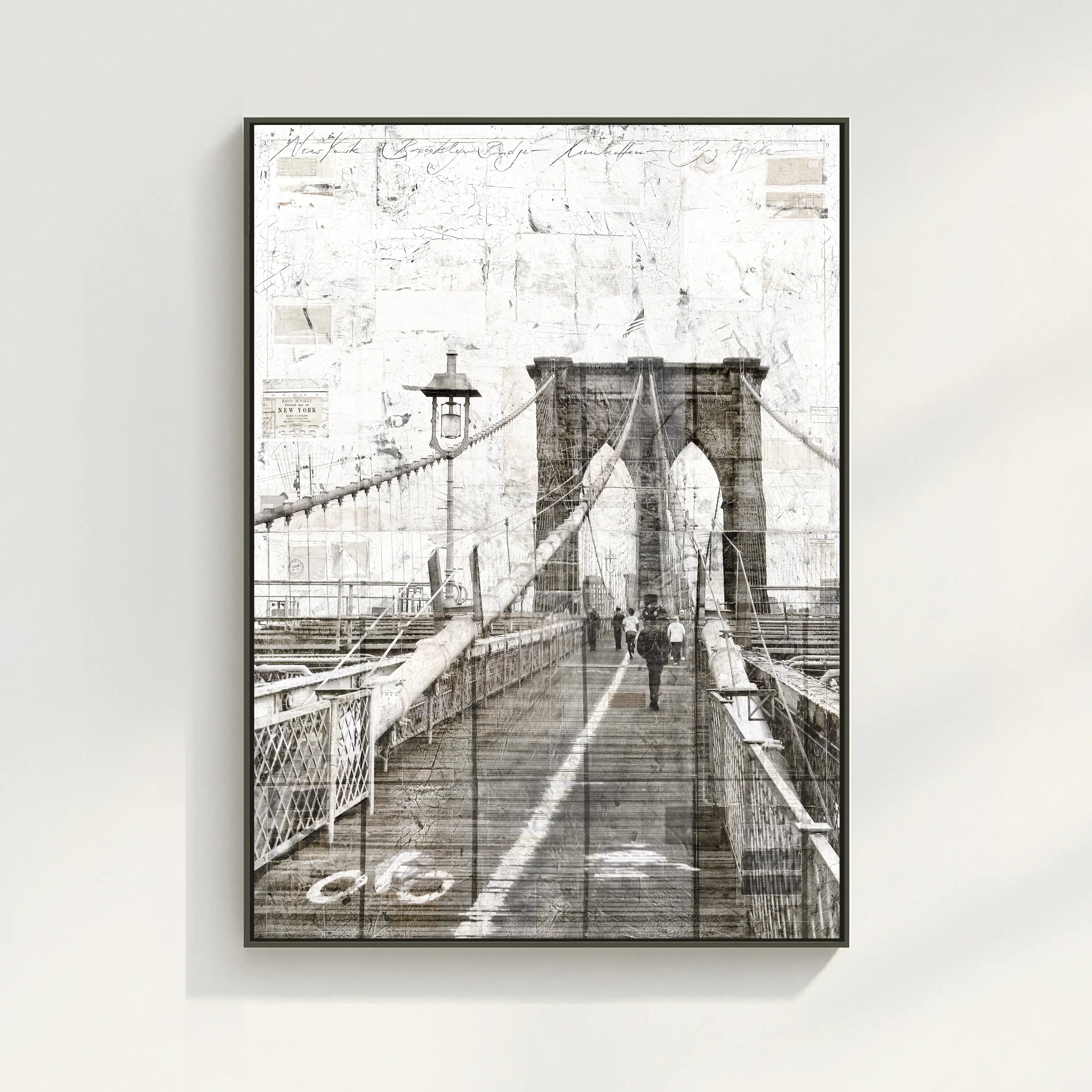 Wandbild GM02B New York Brooklyn Bridge auf Leinwand mit Schattenfuge, 95x125 cm, Schwarz, von Cosman-Photocollection