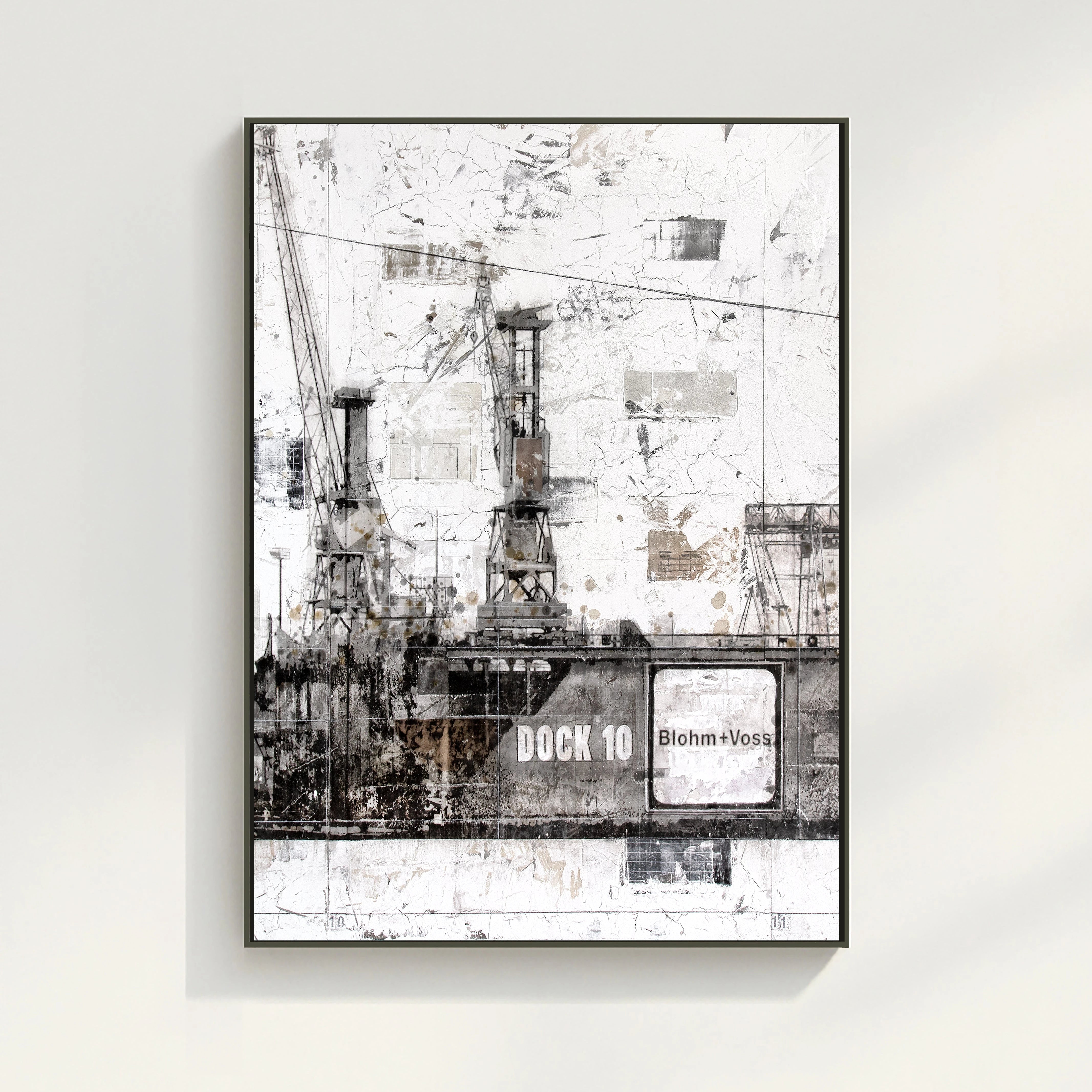 Wandbild GM09B Hamburg Dock 10 von Cosman-Photocollection, Druck auf Leinwand mit Schattenfuge, schwarz, 95x125 cm