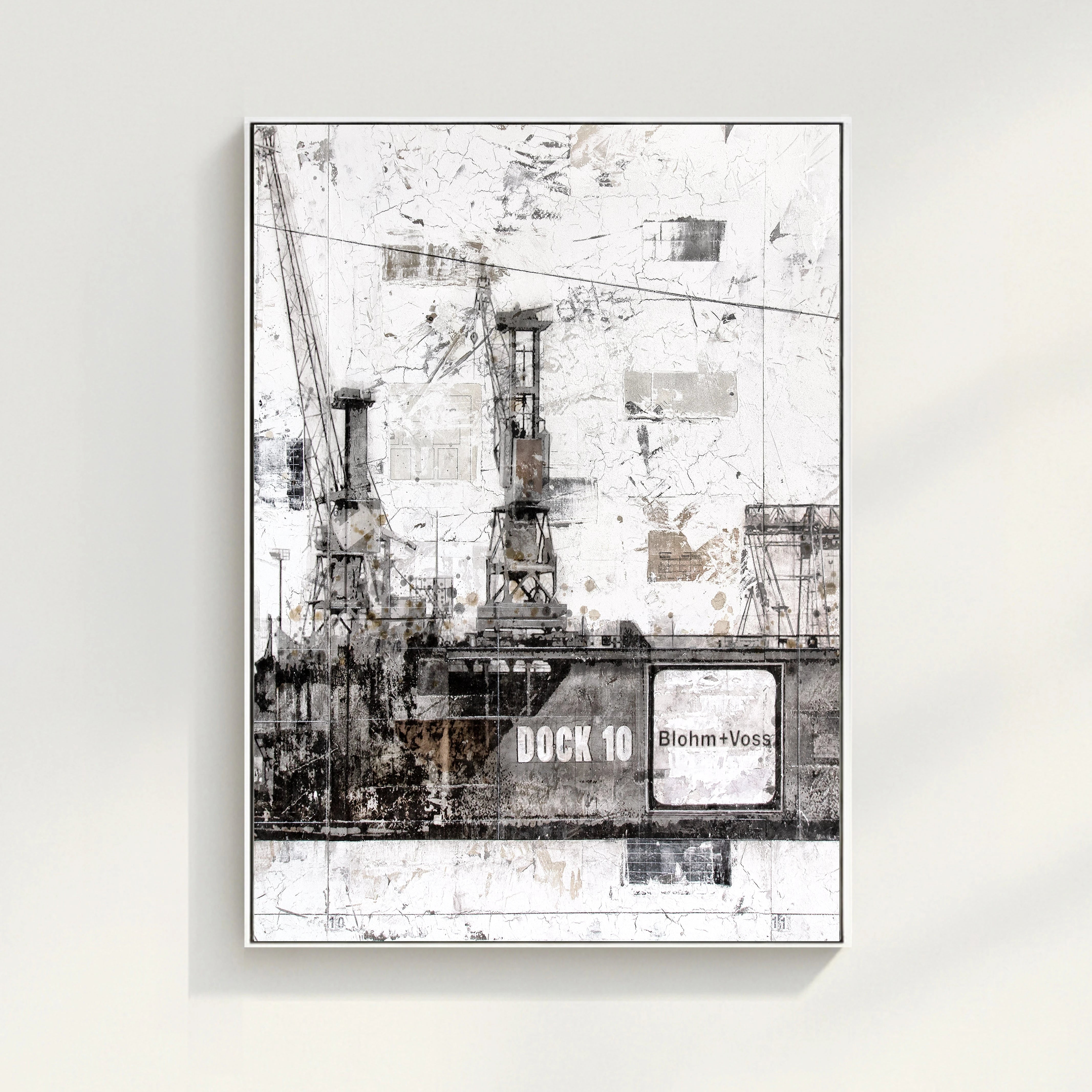 Hamburg Dock 10 Wandbild von Cosman-Photocollection, Druck auf Leinwand mit Schattenfuge, schwarz, 95x125 cm