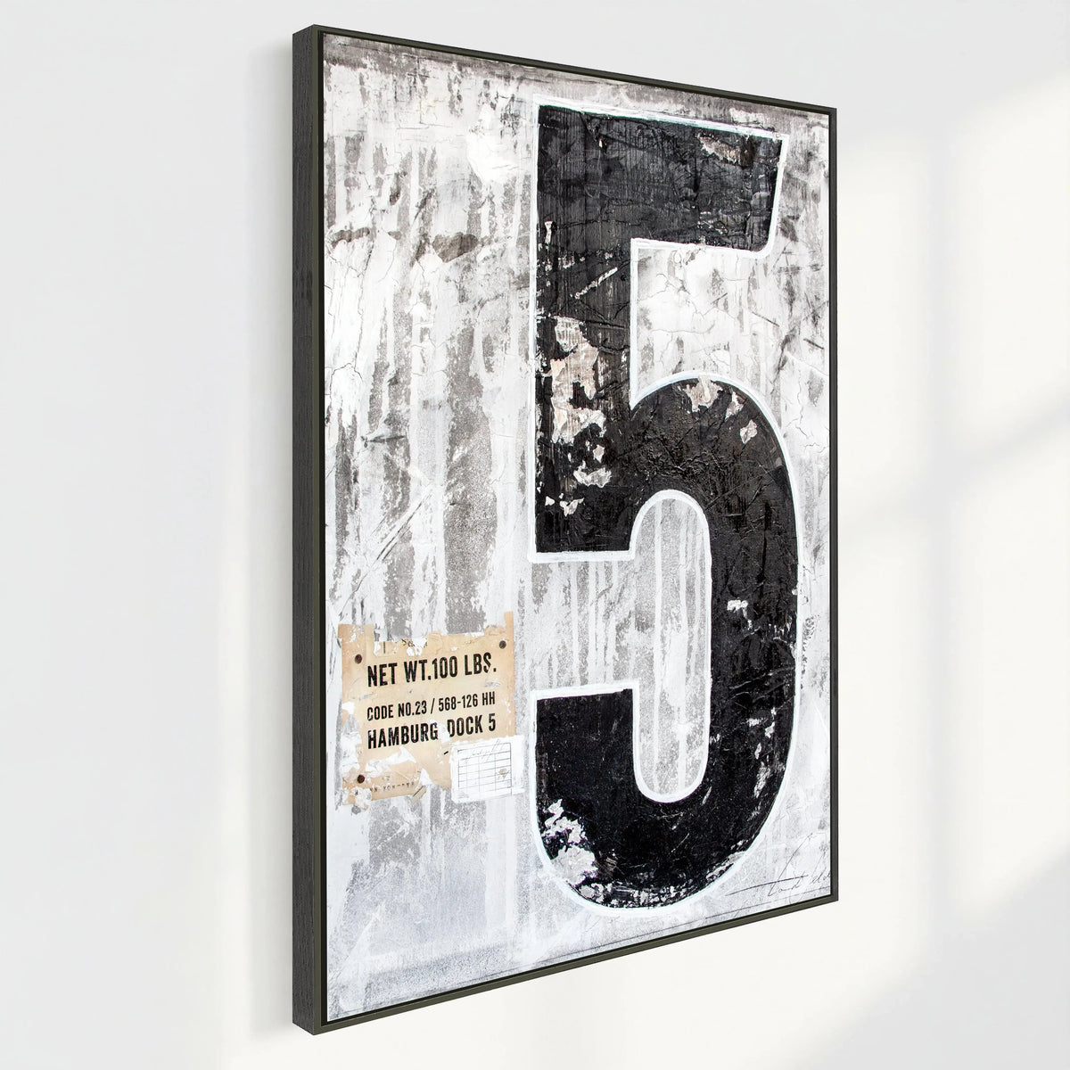 Abstraktes Wandbild "Fünf" von Cosman-Photocollection, Druck auf Leinwand mit Schattenfuge, schwarz, 95x125 cm
