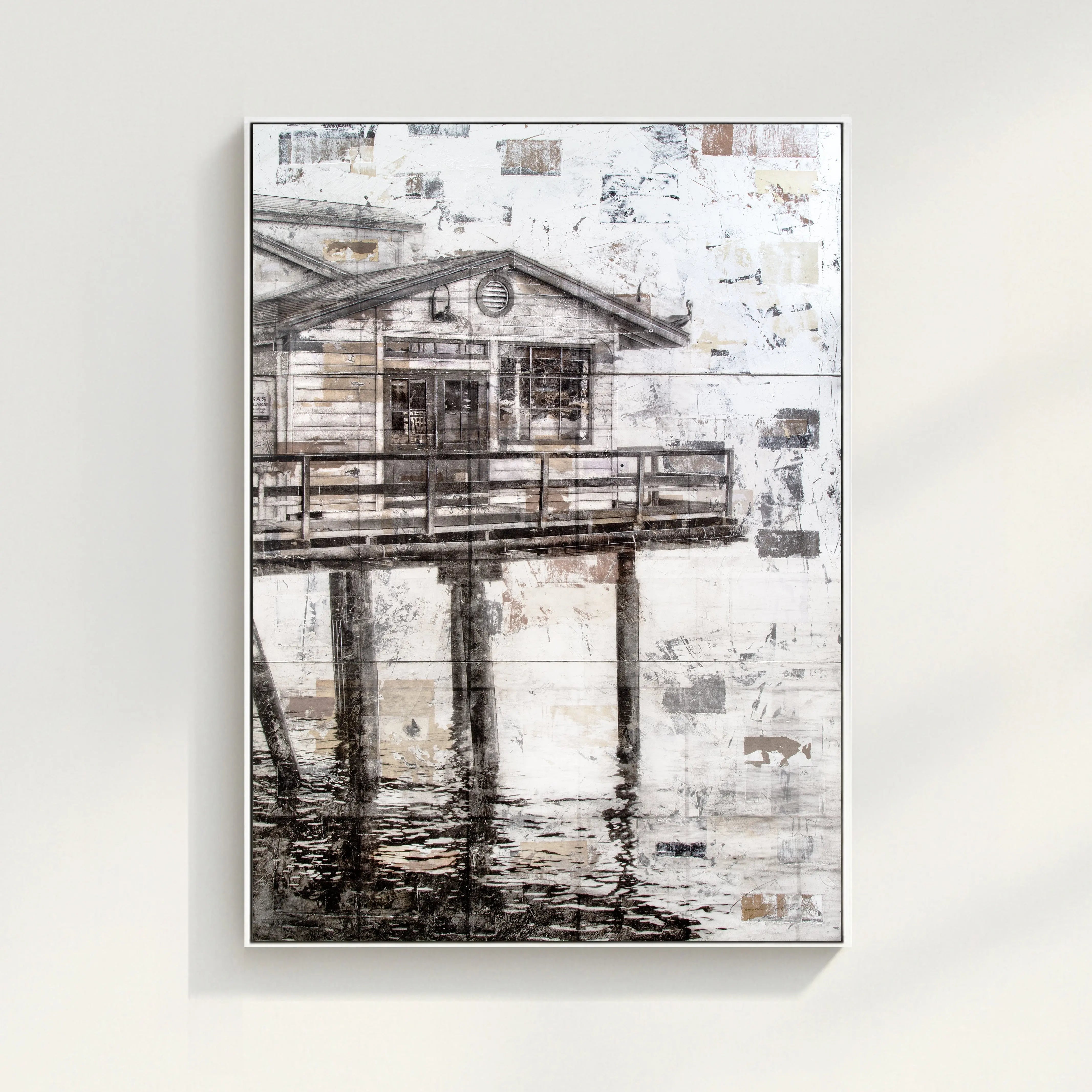 Wandbild GM71 Kalifornien Malibu Pier auf Leinwand mit Schattenfuge, schwarzes Fotodruck, 95x125 cm, von Cosman-Photocollection