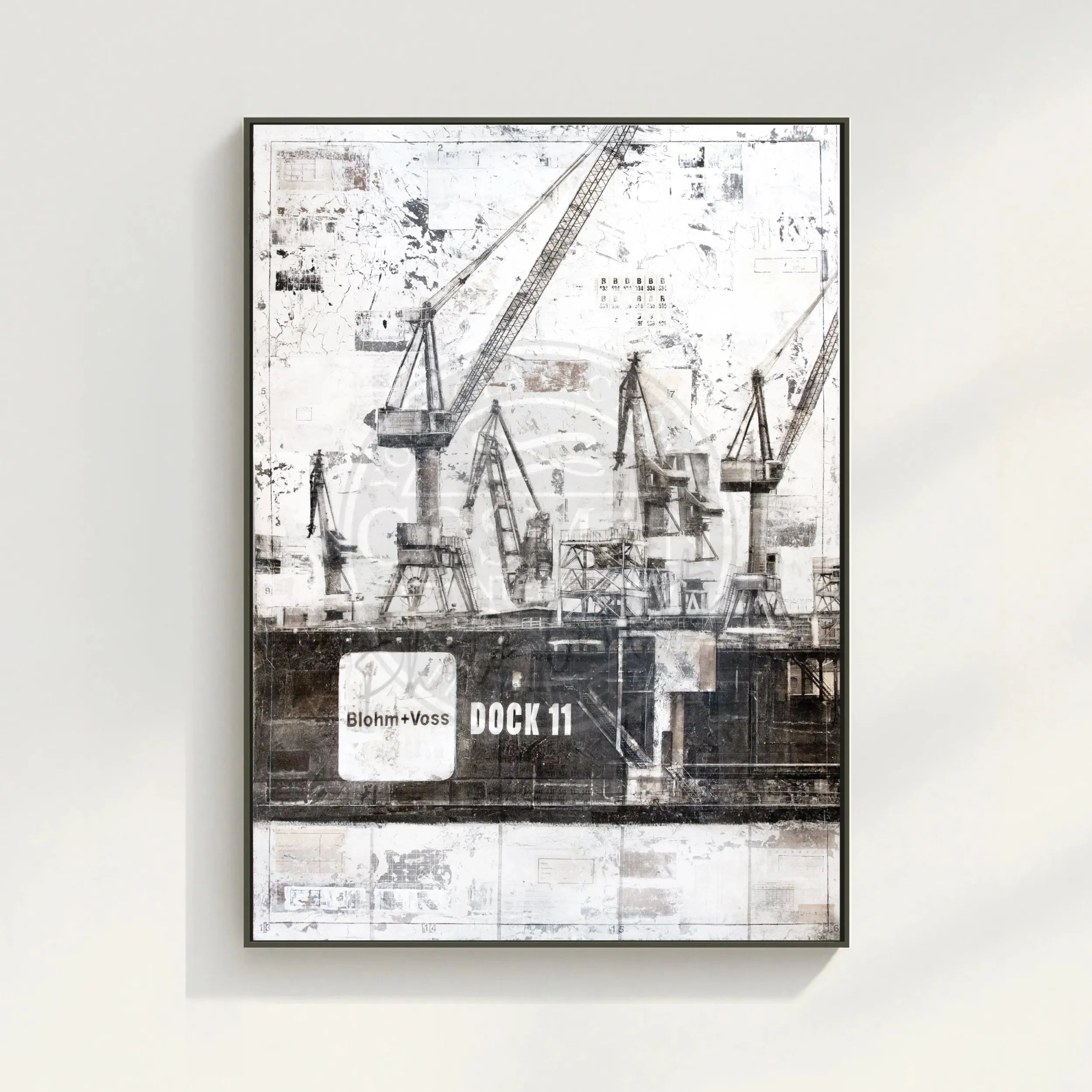 Wandbild GM77 Hamburg "Dock 11" - Druck auf Leinwand mit Schattenfuge by Cosman-Photocollection