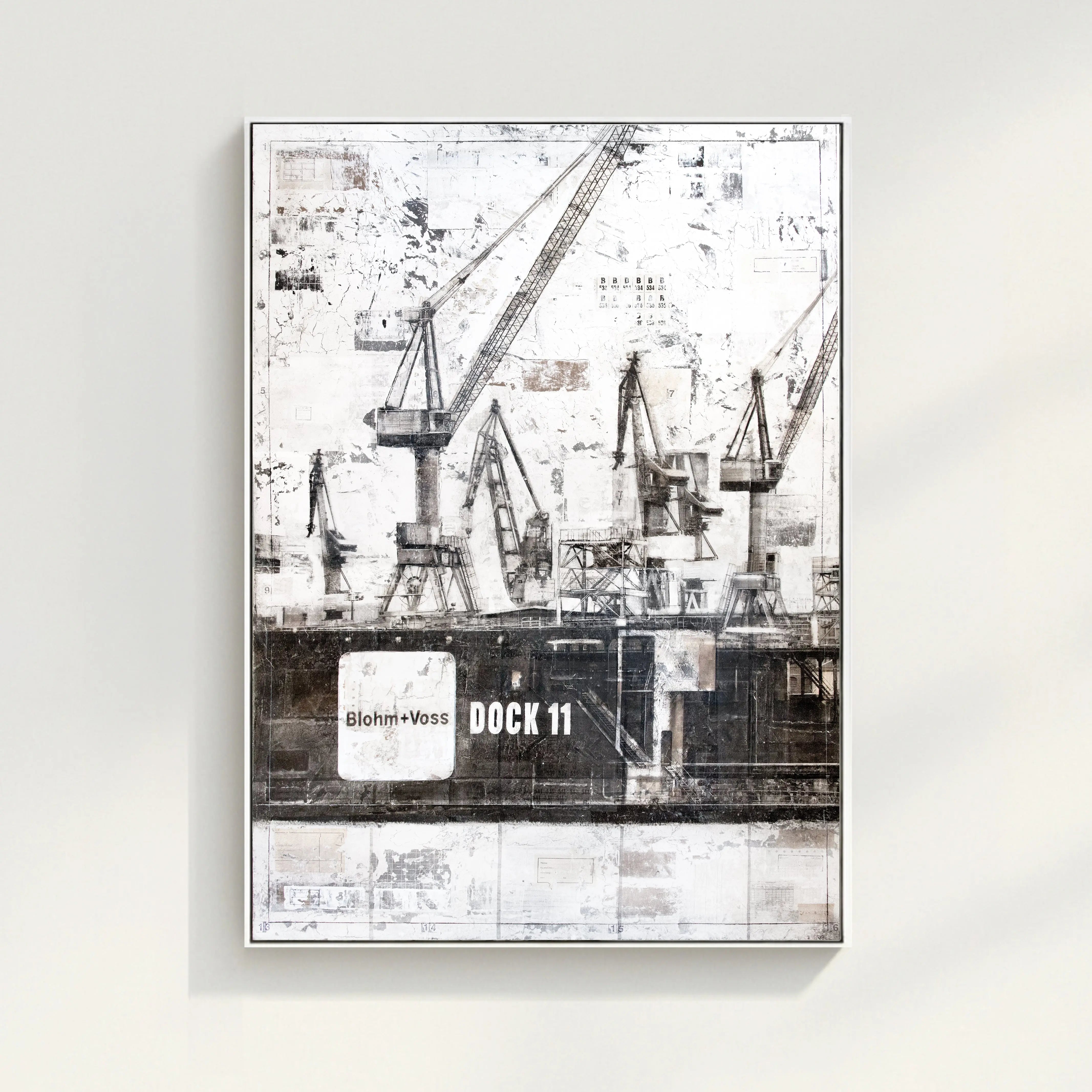 Wandbild GM77 Hamburg "Dock 11" von Cosman-Photocollection, Leinwanddruck mit Schattenfuge, schwarz, 95x125 cm