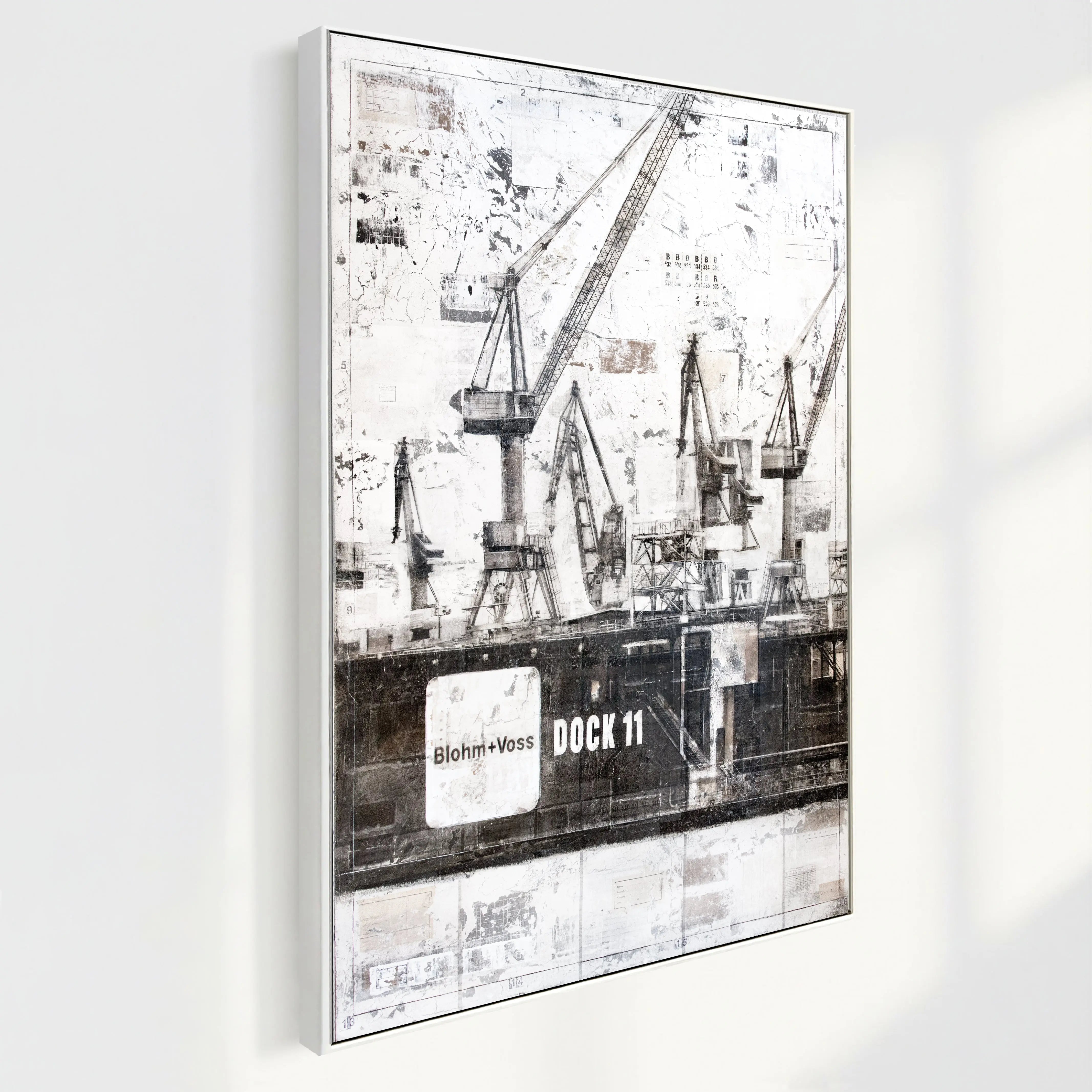 Wandbild GM77 Hamburg "Dock 11" von Cosman-Photocollection, Druck auf Leinwand mit Schattenfuge, schwarz, 95x125 cm
