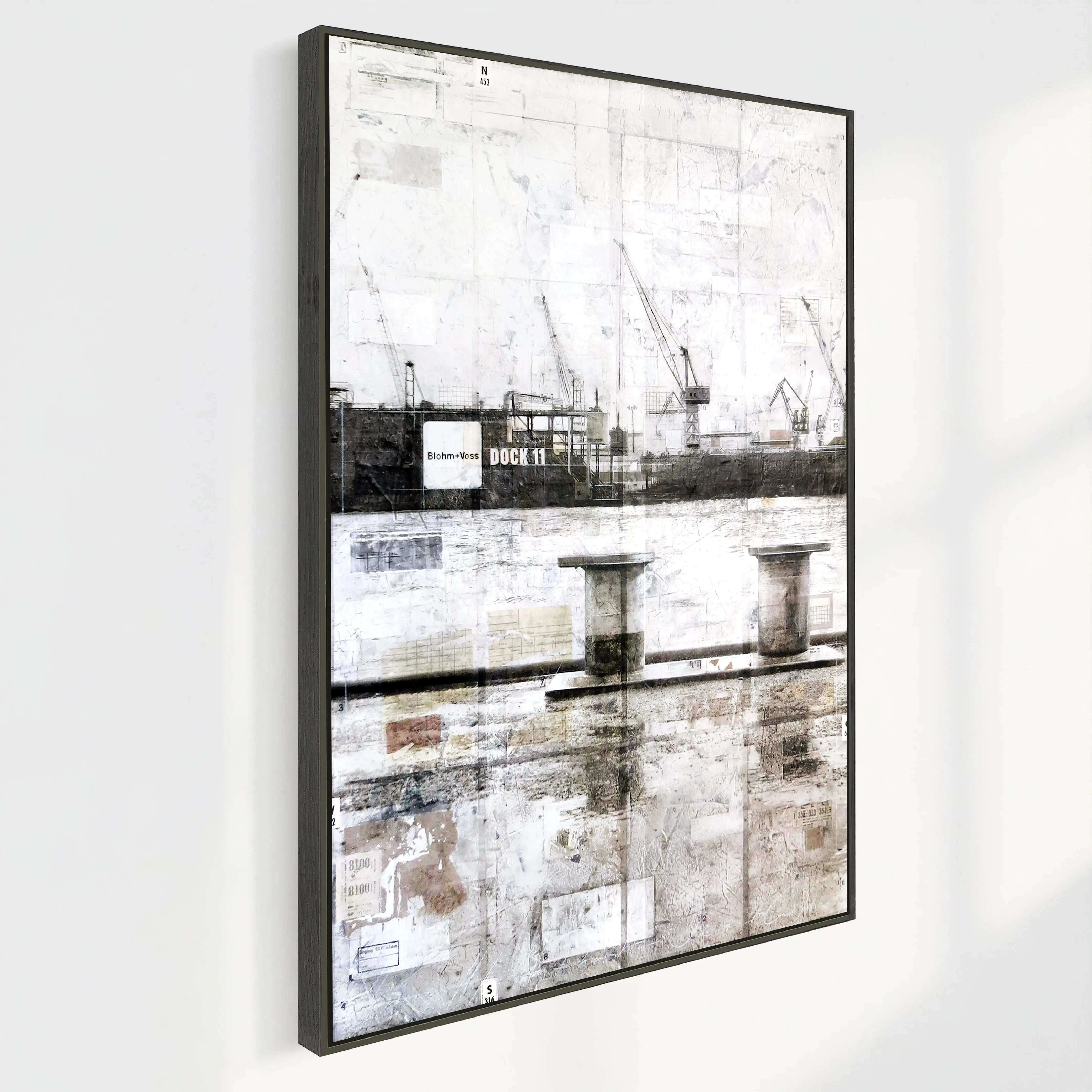 Hochwertiges Wandbild Motiv GM06A Hamburg Hafen Poller auf Leinwand mit Schattenfuge, von Cosman-Photocollection, 95x125 cm
