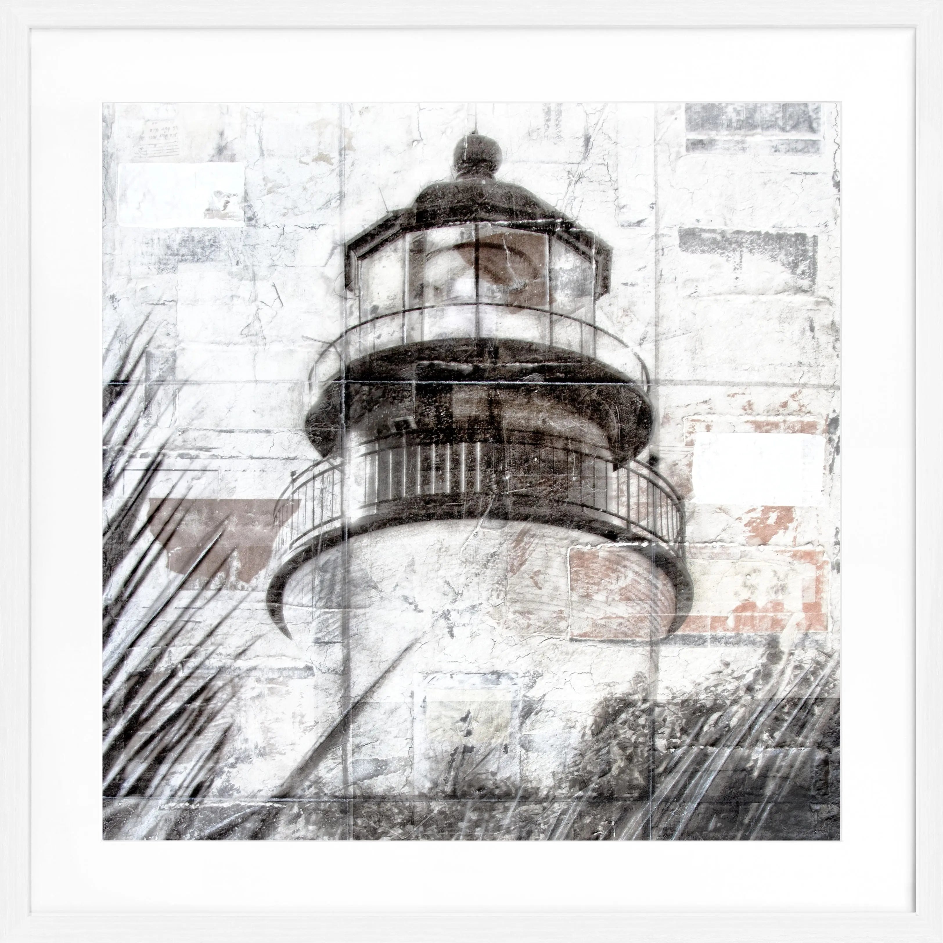 Schwarz gerahgter Poster 'Lighthouse' Key West von Cosman-Photocollection, quadratisch, 55x55cm, mit Leuchtturm-Motiv.