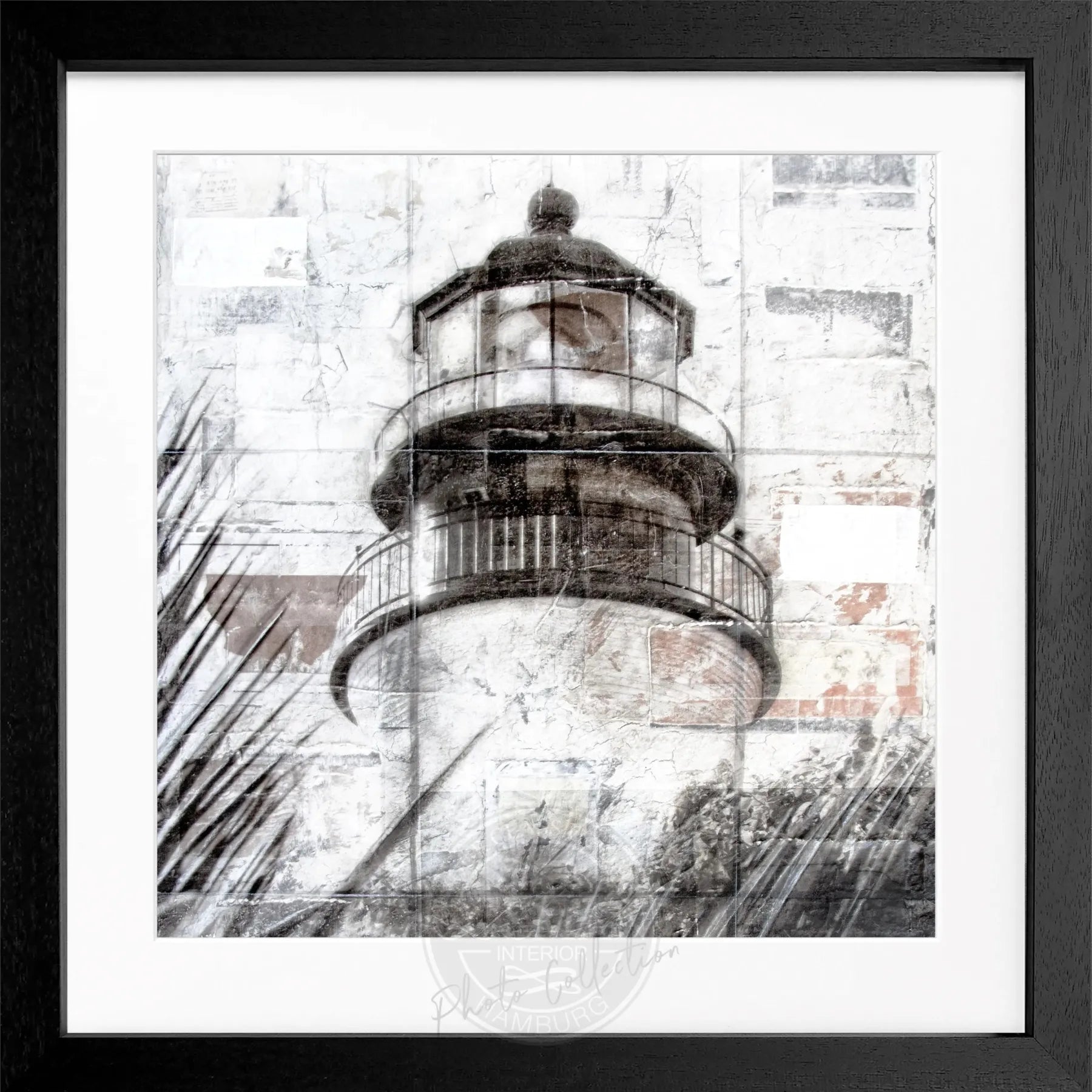 Schwarz mattes Poster mit Rahmen 'Lighthouse' Key West von Cosman-Photocollection, quadratisches Wandbild, 55x55cm